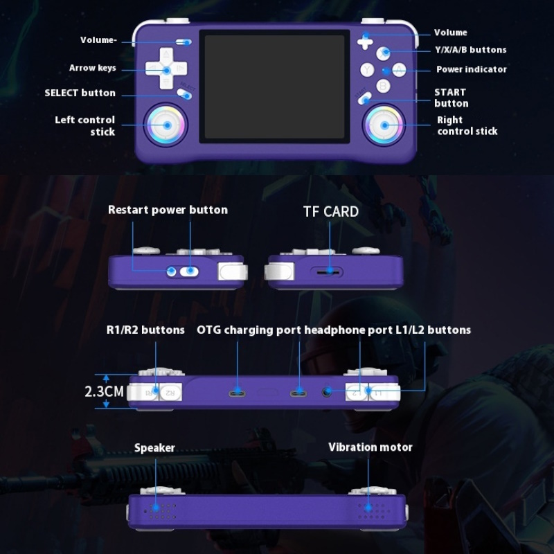 Open Source Retro Spiel Linux Konsole 128GB TF-Karte 15000+Spiele 30+ Emulatoren Tragbar PSP MINI N64 Schnelle Kühlung Weihnachts- Geburtstagsgeschenk COL Violett