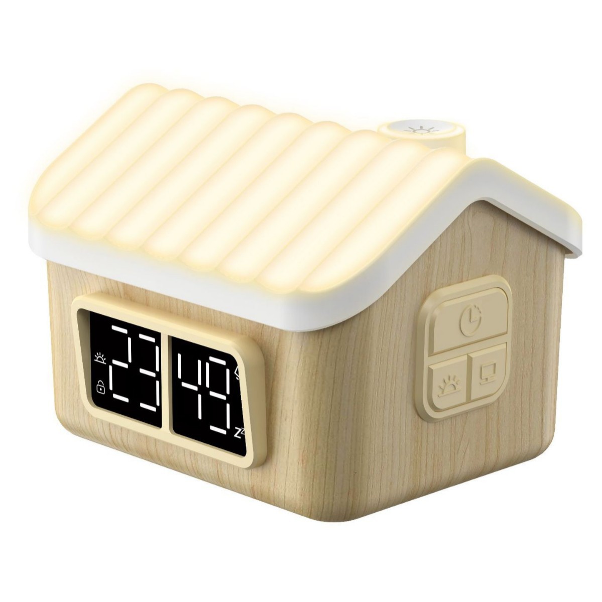 Kreativer Cartoon House Wecklicht Weißes Rauschen Nachtlicht Uhr Cartoon House Kinderbegleiter Schlaf Stecker-Nachtlicht Geschenke