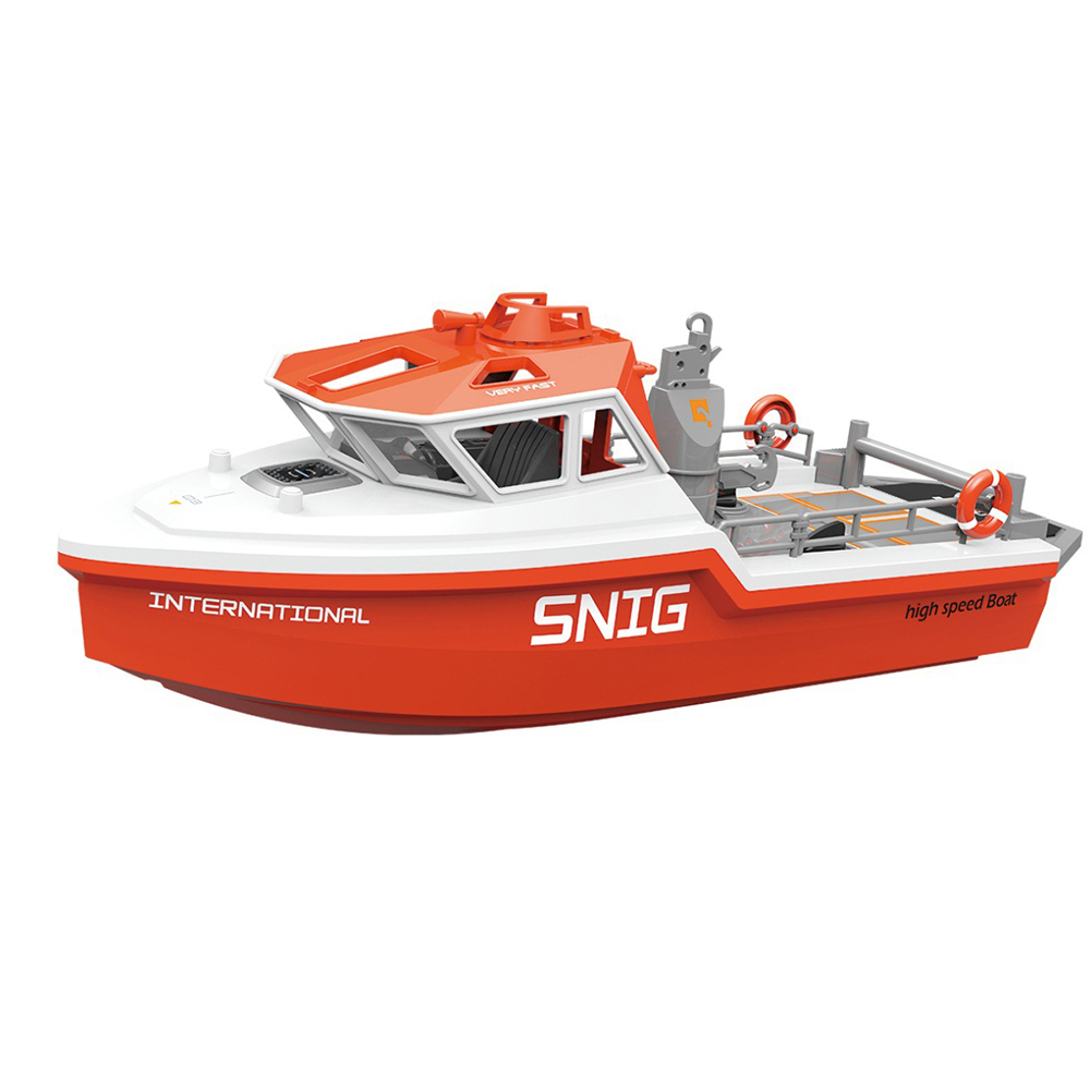 Remote Control Boot für Pool, Remote Control Rettungsboot mit Turbinen-Wasserstrahl/Bürstenloser Antrieb, 2.4Ghz Niedriggeschwindigkeitsmodellschiff für Kinder (Weiß Orange)