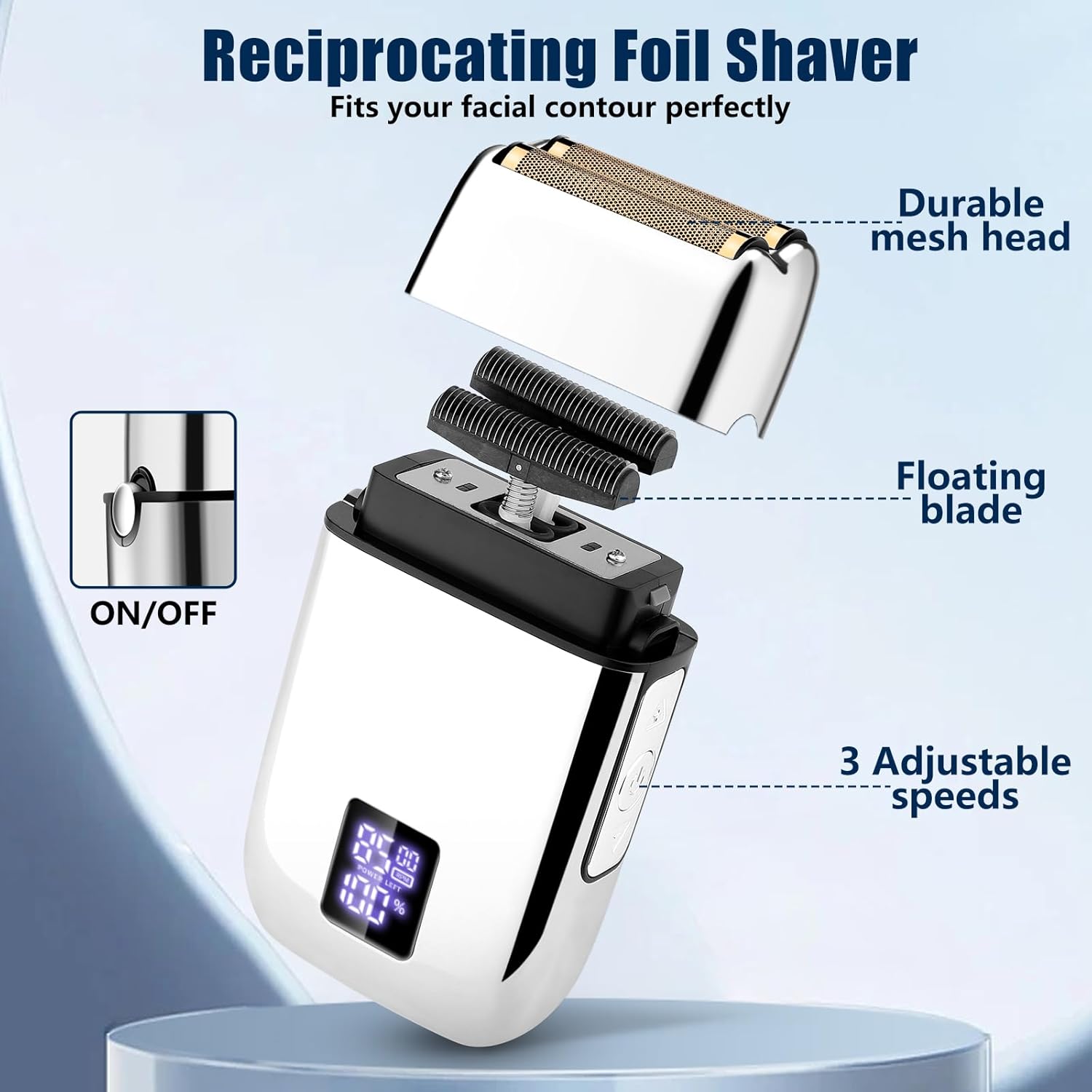 Haarschneider für Herren, Professioneller Barttrimmer Herren Rasierer Elektrorasierer Nasenhaarschneider Kit, Kabelloses Barber Clipper und Trimmer Set (Silber)