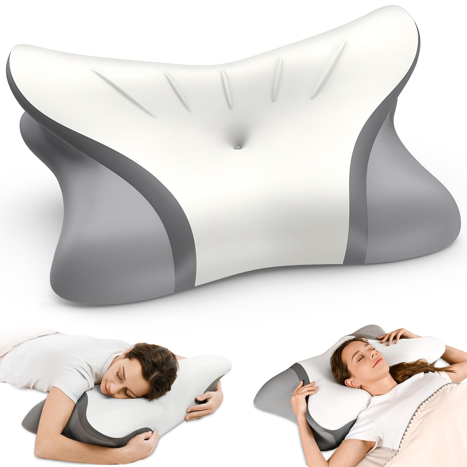Cervical Nackenkissen Ergonomisches Seitenschläferkissen zum Schlafen Kontur Orthopädisches Bett Nackenstütze Kühlendes Memory Foam für Rücken Bauchschläfer