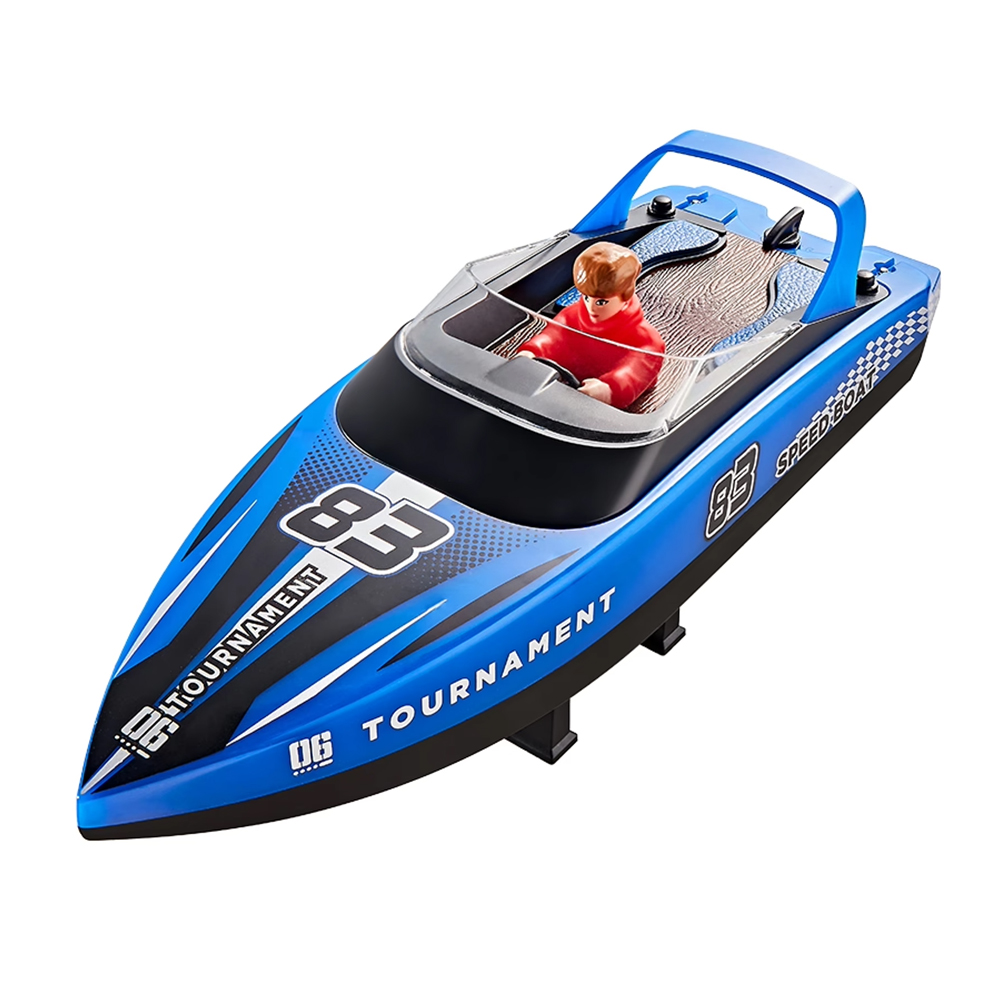 Ferngesteuertes Boot mit LED-Leuchten, 40 Minuten Spielzeit, wasserdichtes ferngesteuertes Boot für Pools und Seen, Sommer-Wasserspielzeug für Kinder (Blau)