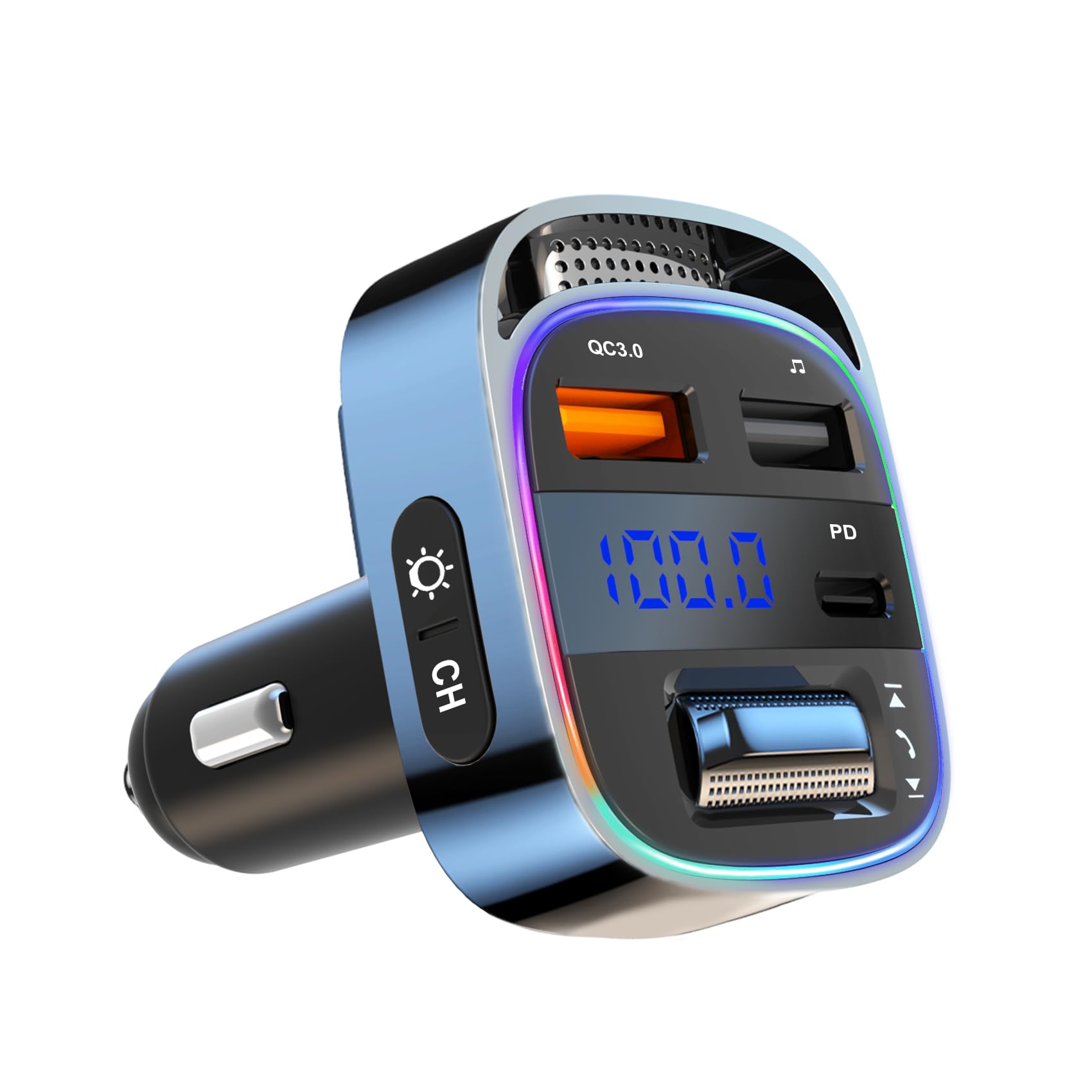 Bluetooth 5.4 FM-Transmitter Auto-Adapter 54W PD QC3.0 USB-Ladegerät Freisprechanrufe Drahtloser Radioempfänger für Auto Musikplayer Unterstützung USB-Laufwerk