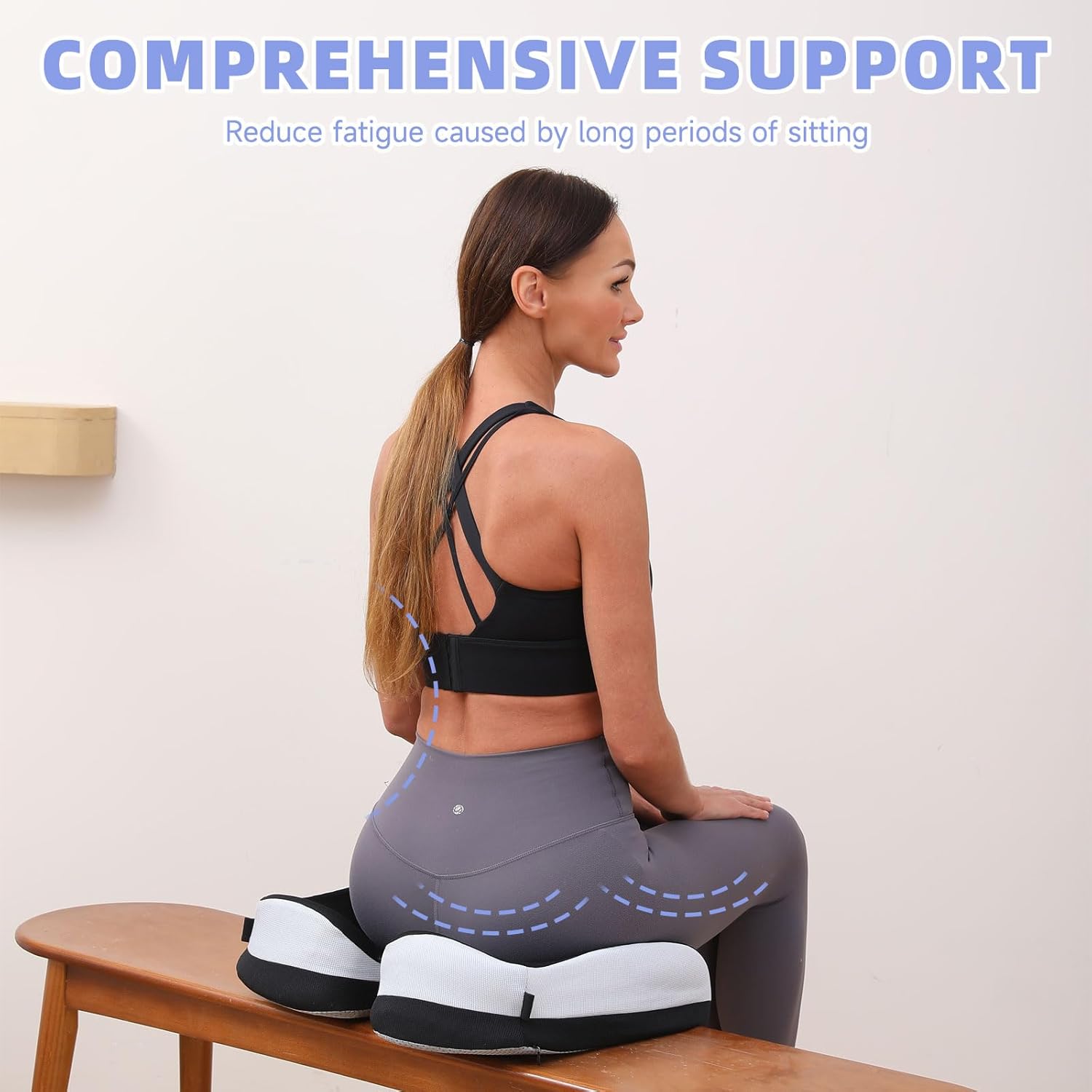 Sitzkissen für Bürostühle, Kissen für langes Sitzen, Steißbeinkissen zur Druckentlastung, Memory Foam Sitz Auto Stuhl Kissen, Schwarz