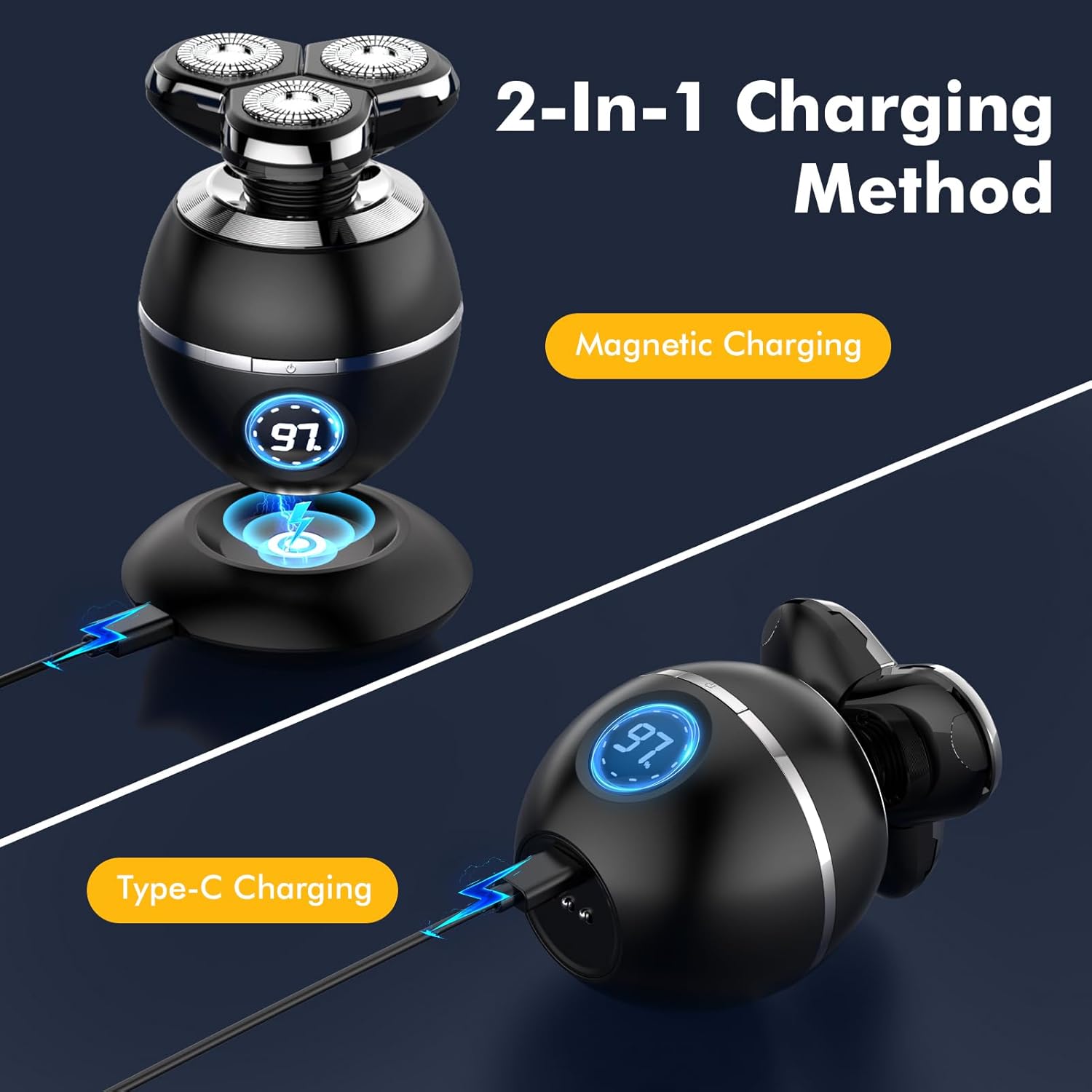 Elektrorasierer für Männer, Kabelloser Wiederaufladbarer Rasierer für Männer, Nass-Trocken Rasierer Gesichtsrasierer, Quick Electric Razor Grooming Kit