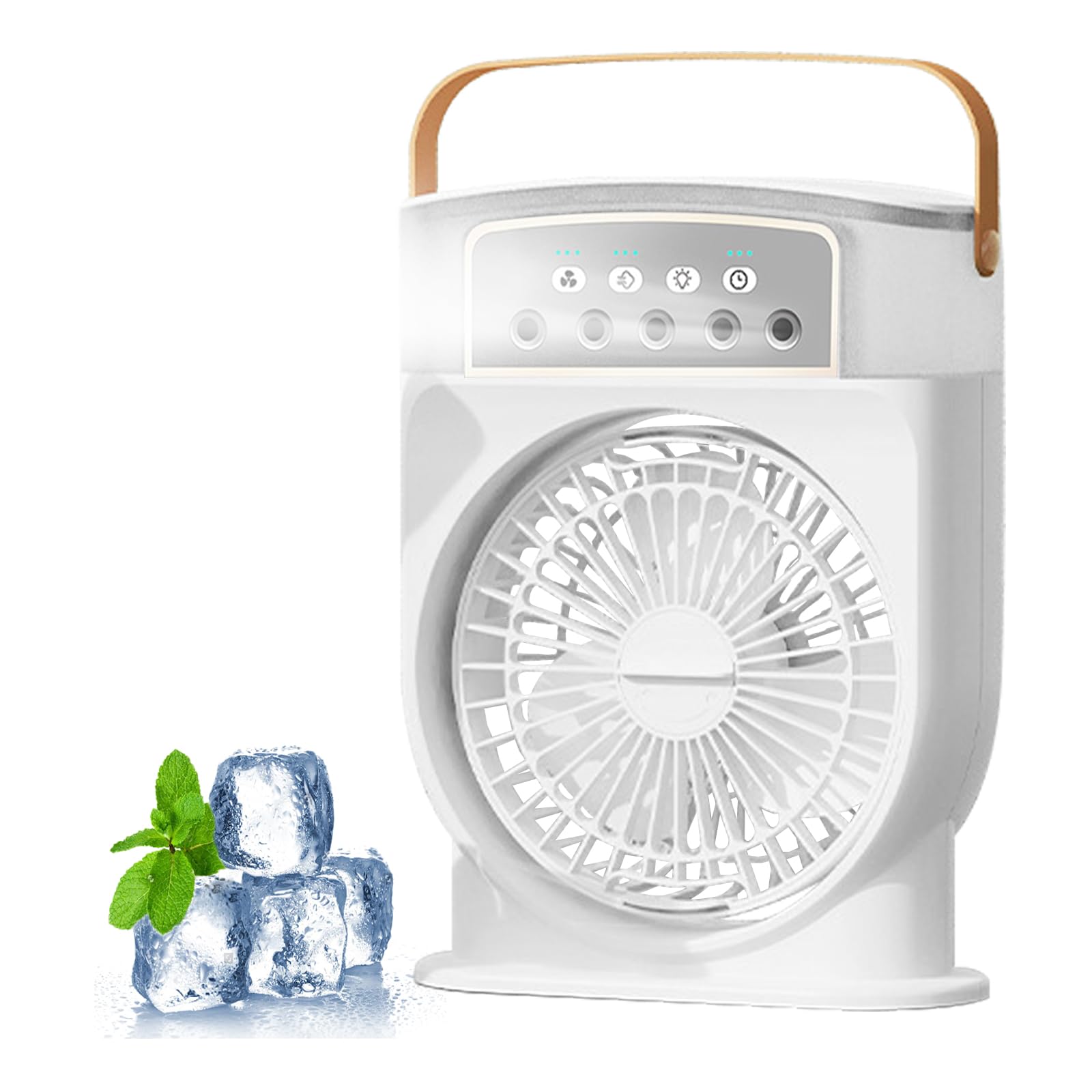 Tragbarer Sprühventilator 3-Geschwindigkeit Desktop Mini Klimaanlage Wiederaufladbarer Wasser Kühlventilator mit 600mL Wassertank, Kühlung für Zuhause, Büro, Küche - Weiß