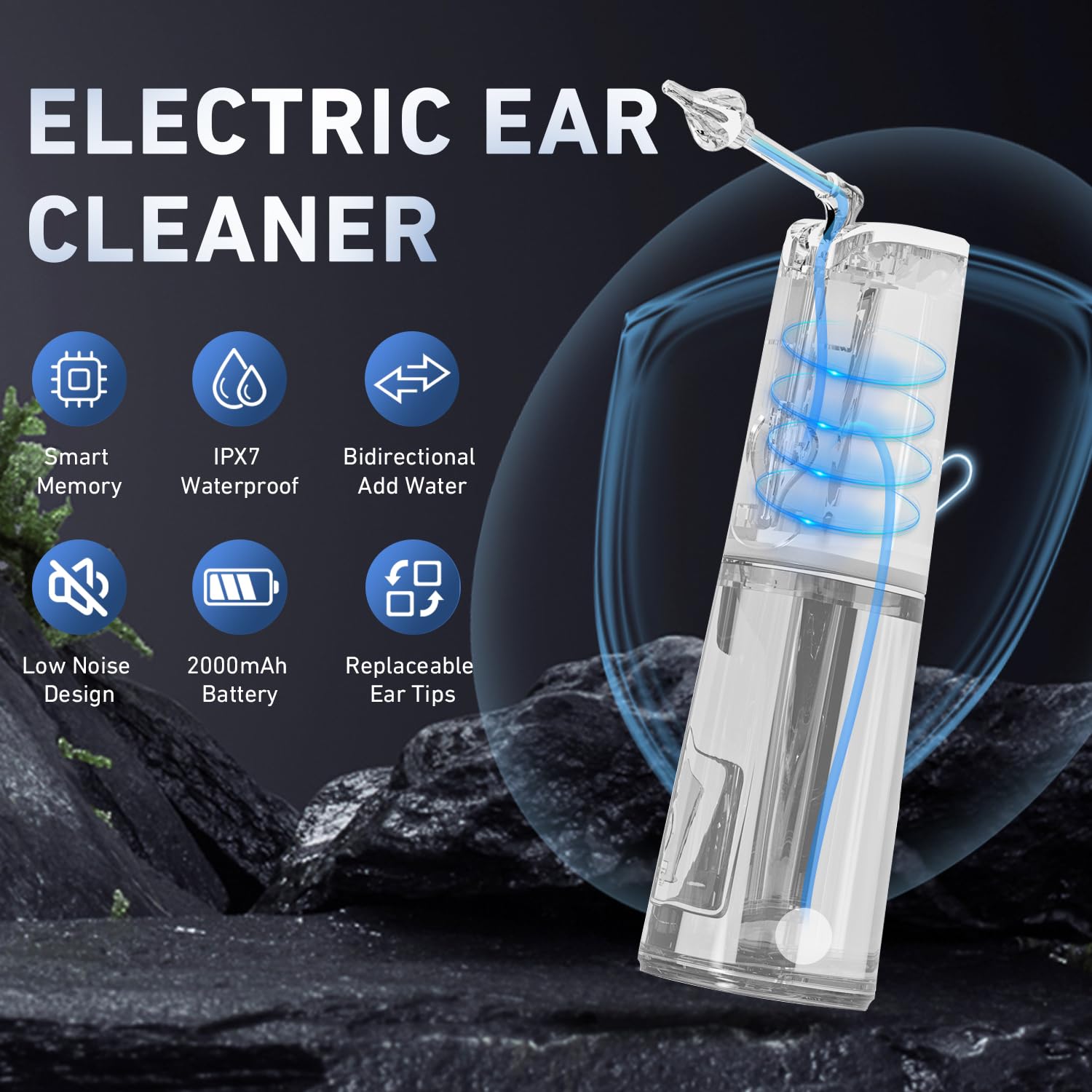 Elektrische Ohrenschmalzentfernung mit 3 Arbeitsmodi Wasser Ohrreiniger für Ohrenschmalzansammlungen, Wiederaufladbares Ohrspülungssystem