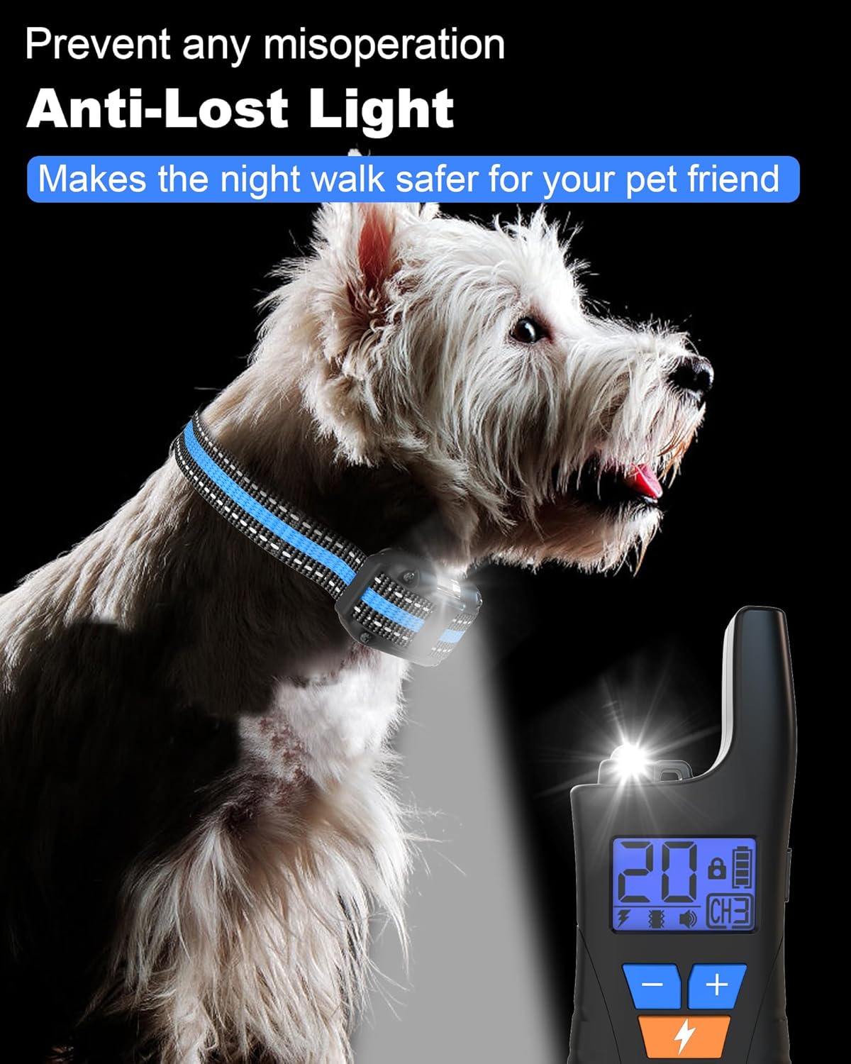 Hundehalsband mit Fernbedienung und elektrischer Stimulation, Wiederaufladbares Trainingshalsband für kleine, mittlere und große Hunde, Trainingshalsband für Hunde mit Piepton-, Vibrations- und Schockmodus