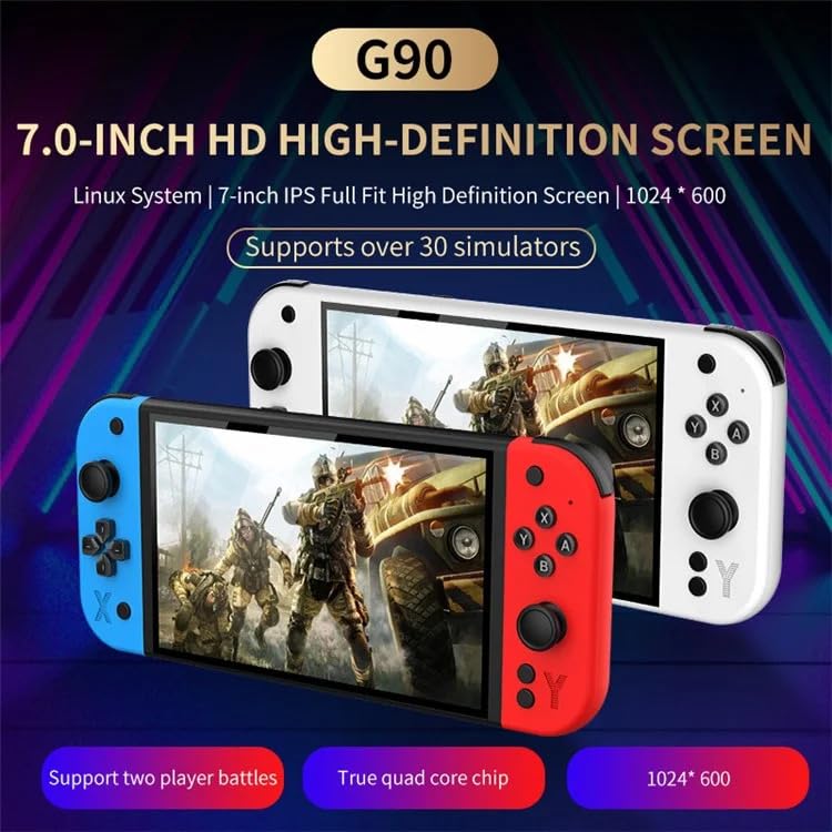 Game Handheld-Konsole 7inch Tragbare Videokonsole 64G 8000+ Spiele HD-Ausgang Unterstützung Dual-Controller 3D Joystick