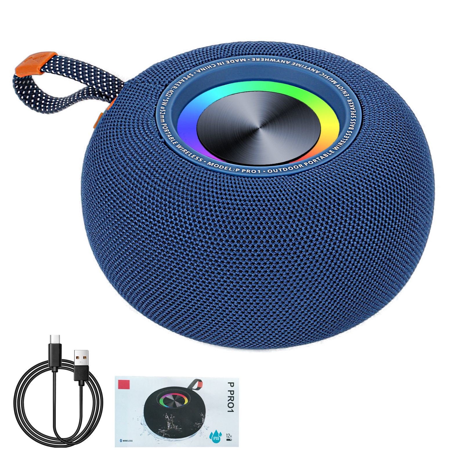 Portable Wireless Bluetooth-Lautsprecher, IPX6 wasserdichter kleiner Duschlautsprecher, lauter Stereo-Sound mit Trageschlaufe für Outdoor (Blau)