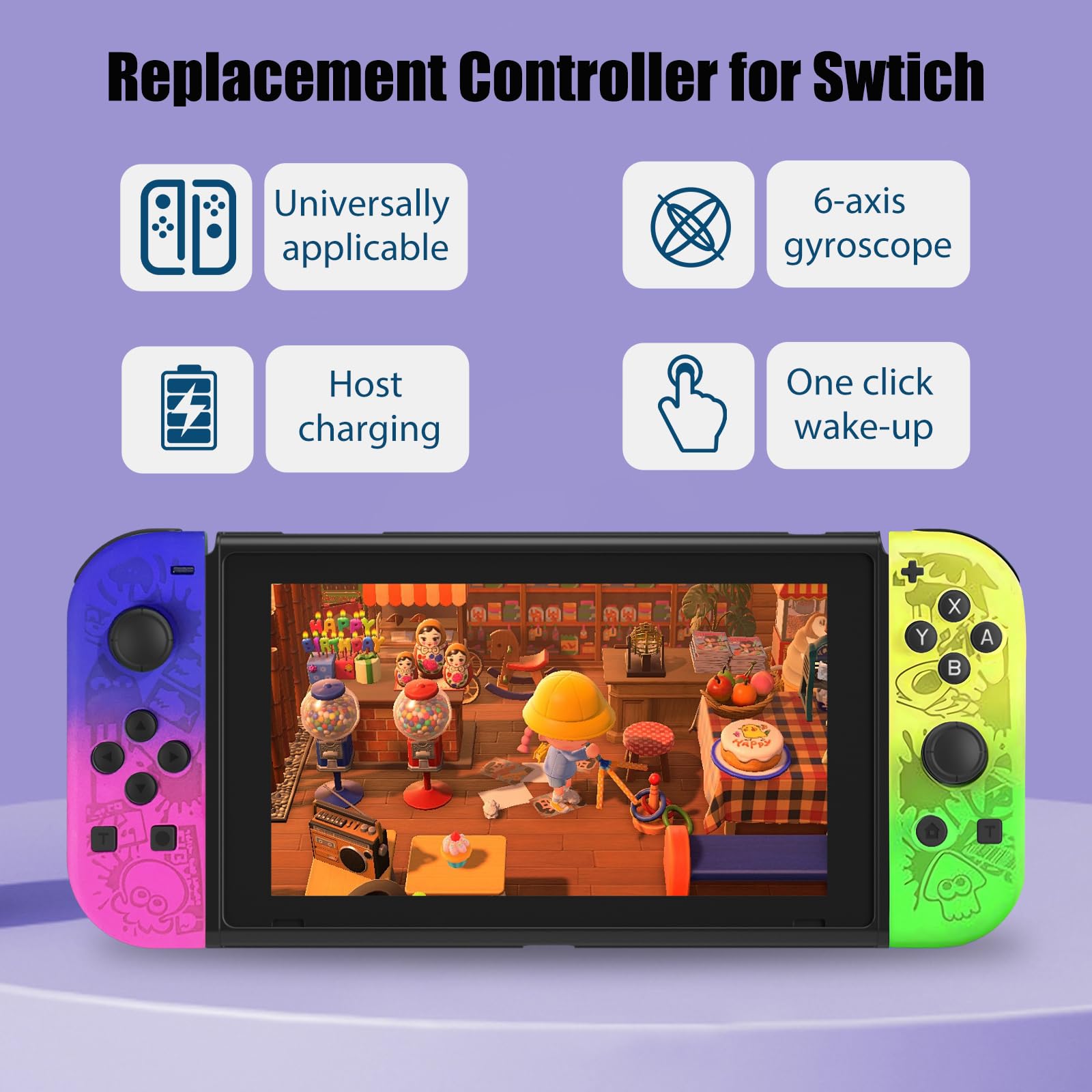 Ersatz-Controller für Switch, Ersatz-Controller mit Aufweckfunktion/Screenshot, kompatibel mit Switch/Lite/OLED