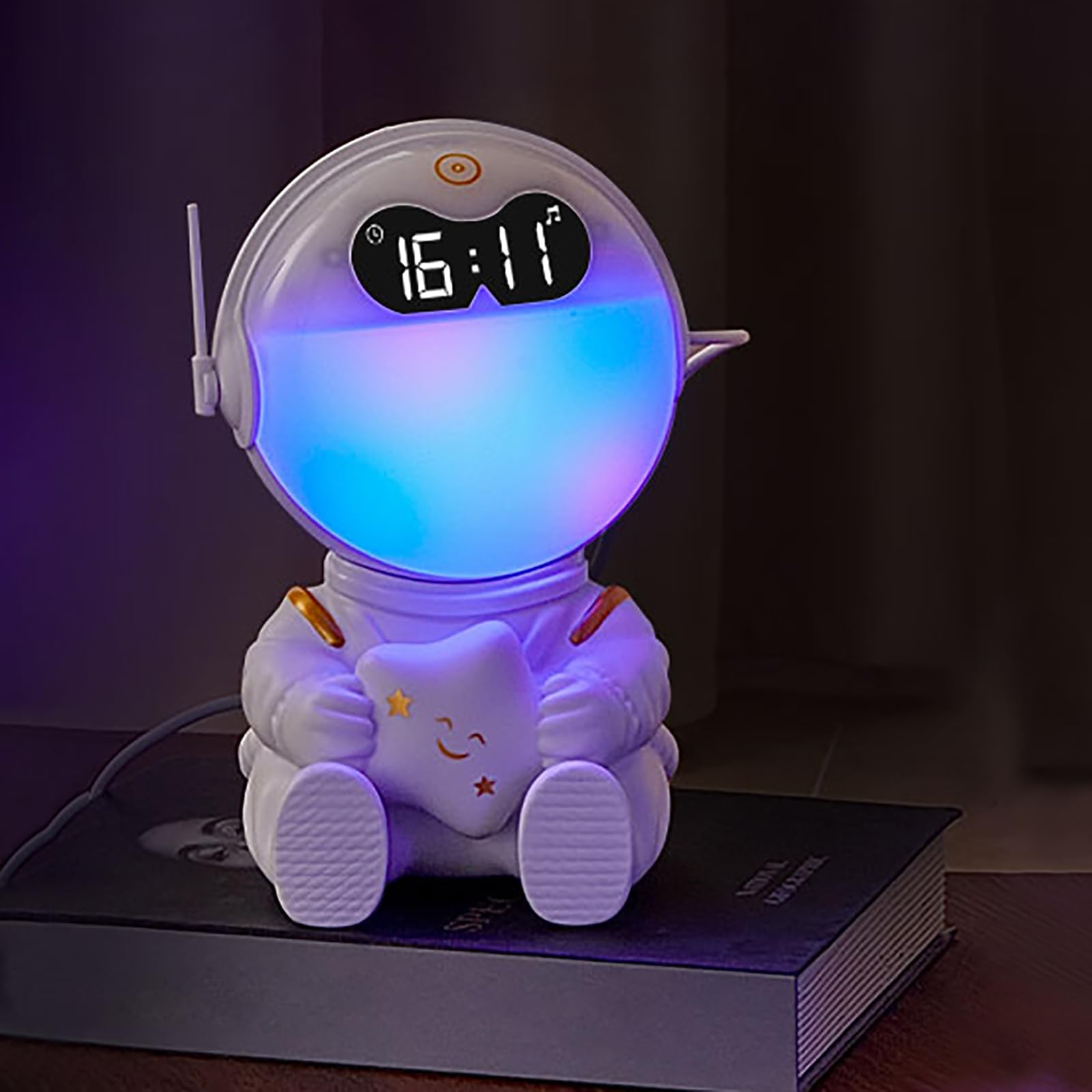 Astronauten-Sonnenaufgangs-Wecker 7 dimmbare Licht-Wecker für Jugendliche, Weißes Rauschen Bluetooth-Lautsprecher mit 9 beruhigenden Klängen für Tiefschläfer