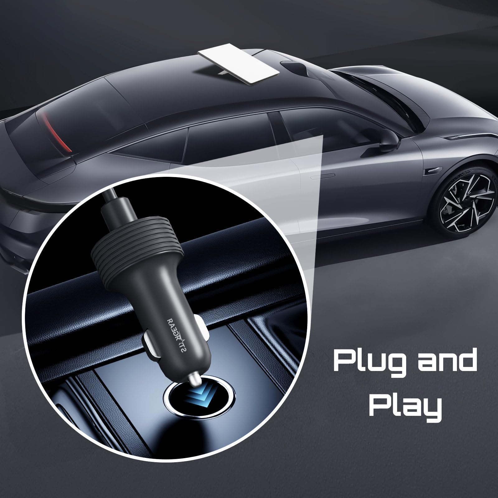 Starlink Mini-Kabel 12V 5M, Starlink Mini-Zubehör 16AWG Zigarettenanzünder-zu-DC-Kabel, Starlink-Kabel 12V-48V Autoladegerät-Adapter