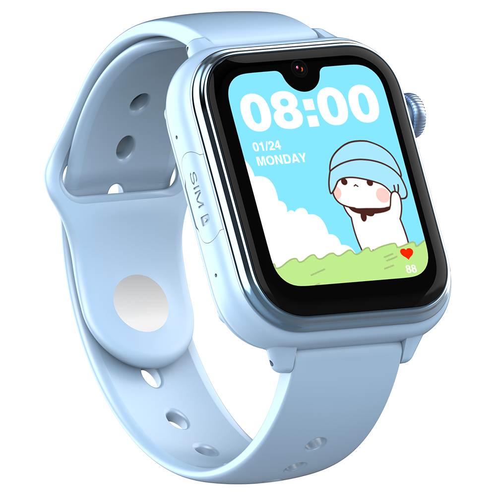 4GLTE Videoanruf Kinder Smartwatch mit SOS-Knopf Herzfrequenzmesser LBS+GGPS+WIFI Tracker Zaun Whatsapp Kidds Geburtstagsgeschenk COL Blau