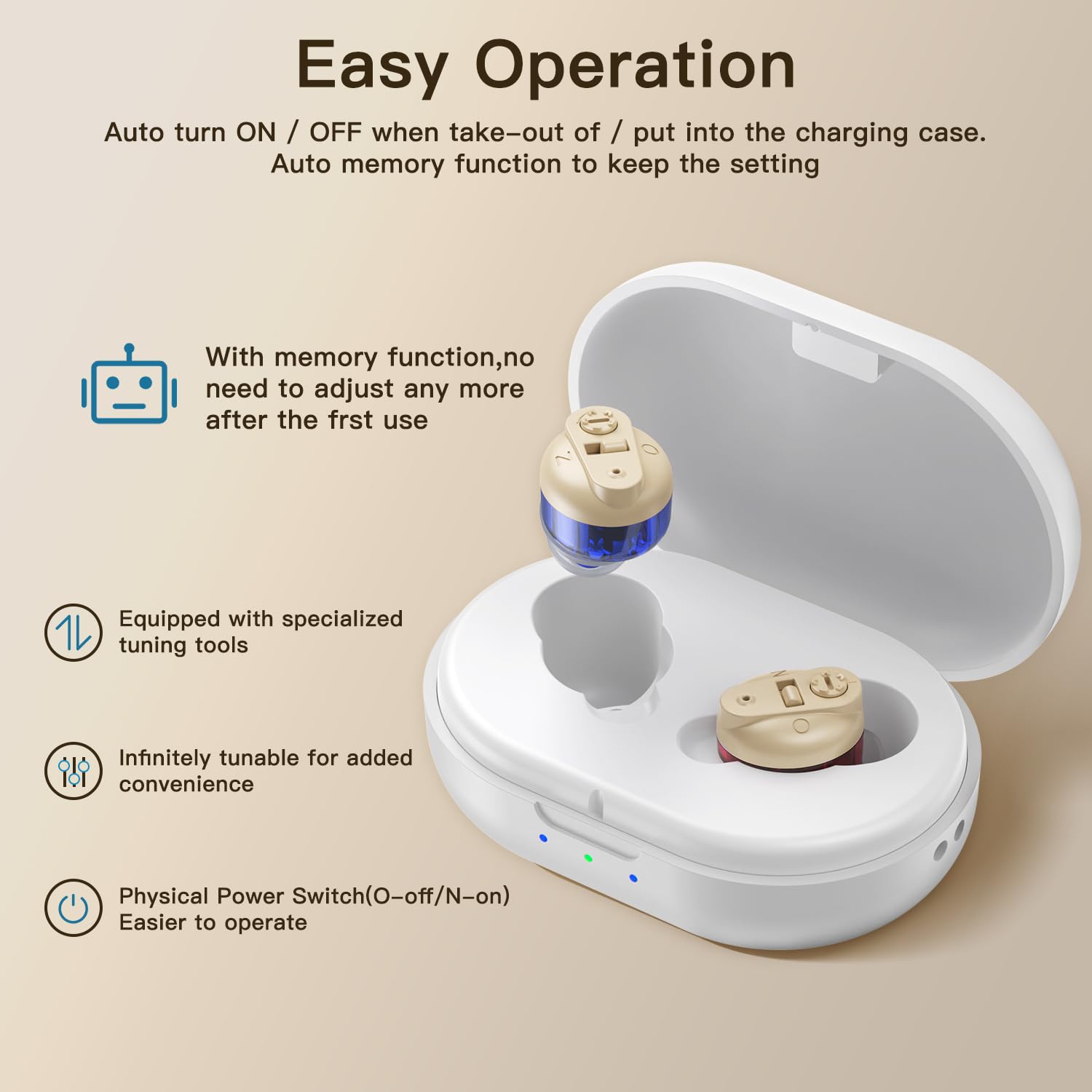 Hörgeräte mit Geräuschunterdrückung Wiederaufladbares Hörgerät für Senioren Einstellbare Lautstärke mit Ladeetui