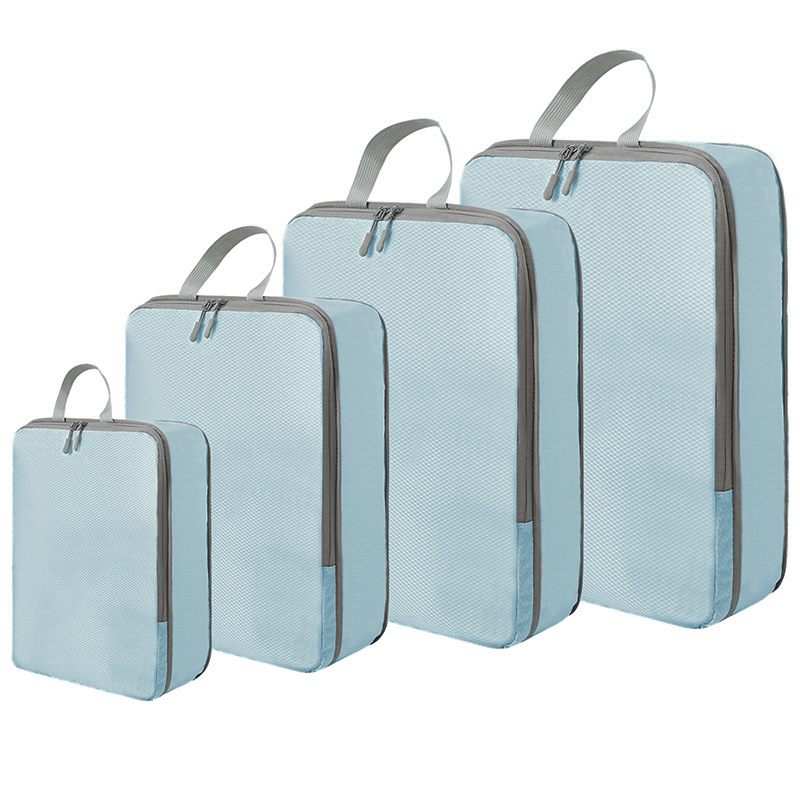 4 Set Kompressions-Packwürfel für Koffer, Gepäck-Verpackungsorganisatoren Tasche Reiseaccessoires (Blau)