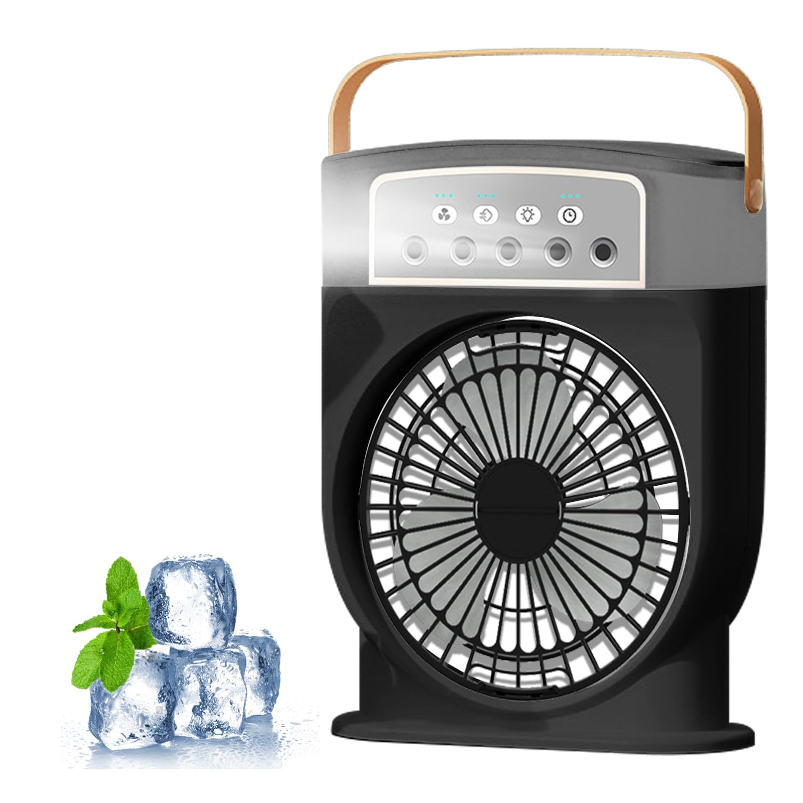 Tragbarer Sprühnebelventilator 3 Geschwindigkeiten Desktop Mini Klimaanlage Wiederaufladbarer Wasser Kühlventilator mit 600mL Wassertank, Kühlung für Zuhause, Büro, Küche-Schwarz