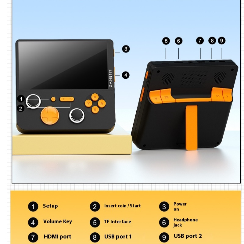 Handheld-Konsole 64G 15000 Spiele Dual-Controller 5 Zoll IPS 2+16G 5G WIFI Bluetooth PSP Android Weihnachts-Geschenk Geburtstag Geschenk COL Schwarz