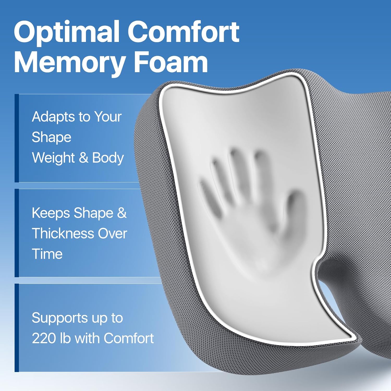Sitzkissen, Großes Memory Foam Kissen für Bürostuhl Kissen, Ergonomische Kissen Pad Kissen zur Druckentlastung bei Ischias und langem Sitzen, Grau