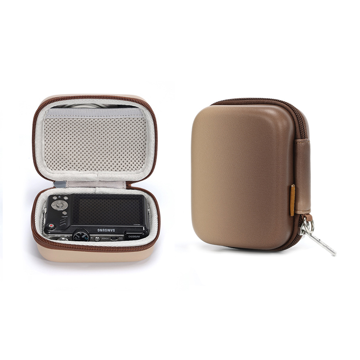 Gradual Brown 13.5x10.5x6.5 Mini Kamera CCD Aufbewahrungstasche PU Wasserdicht Hartschale Stoßfest Druckbeständig Fleckenbeständig