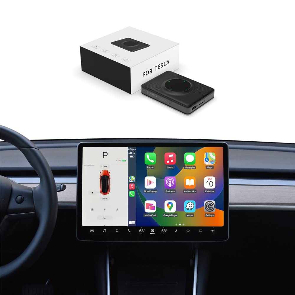 Drahtloser Carplay-Adapter Android Auto Adapter für Tesla Model 3 Model Y Model S, Plug & Play Sofortstart