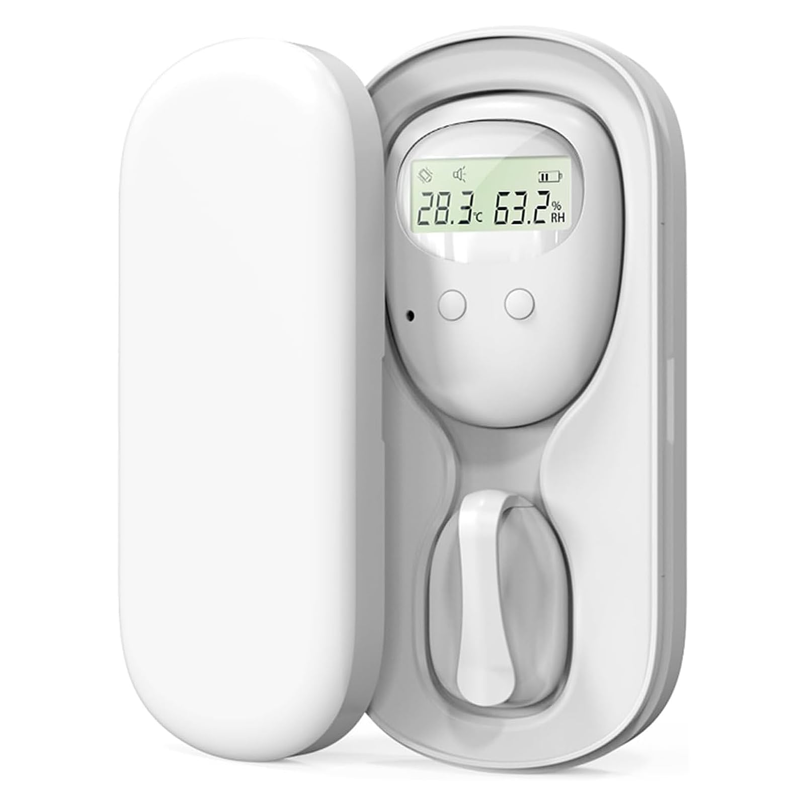 Wireless Bettnäss-Alarm, Bettnäss-Alarm für ältere Kinder, Feuchtigkeitstopf-Alarm, wiederaufladbares LCD-Display Temperatur Feuchtigkeit