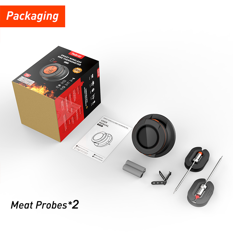 2023 Upgrade Outdoor Digital Wireless Bluetooth Kuppel Koch Lebensmittel Fleischthermometer für BBQ Holzkohlegrill und Ofen Smoker mit 2 Fleischsonden