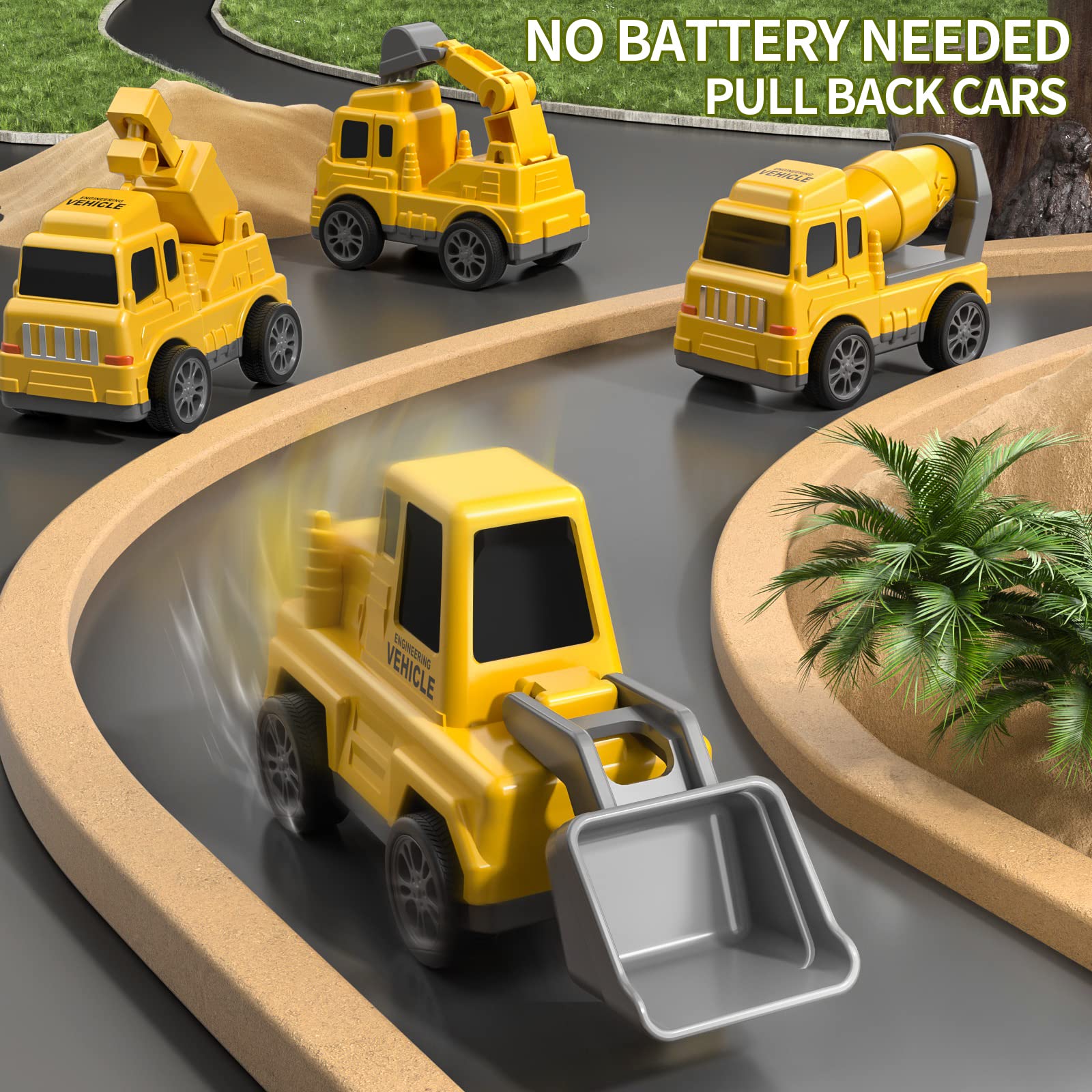 Bau Kleinkinder LKW Spielzeug für Alter 3+ Jungen, 5-in-1 Reibungskraft Fahrzeug Auto Spielzeug für Kleinkinder, Träger LKW Spielzeug für Kinder, Weihnachten Geburtstagsgeschenke für Mädchen Alter 3+