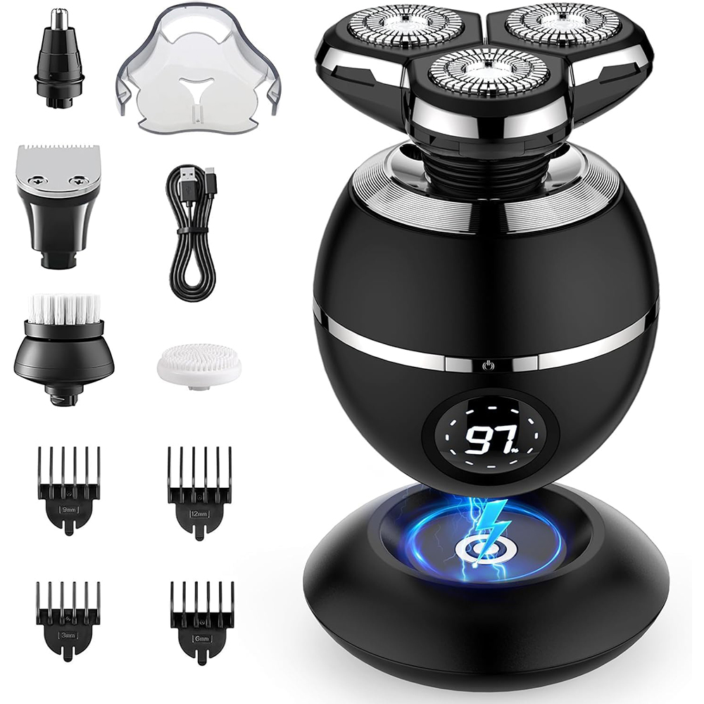 Elektrorasierer für Männer, Kabelloser Wiederaufladbarer Rasierer für Männer, Nass-Trocken Rasierer Gesichtsrasierer, Quick Electric Razor Grooming Kit