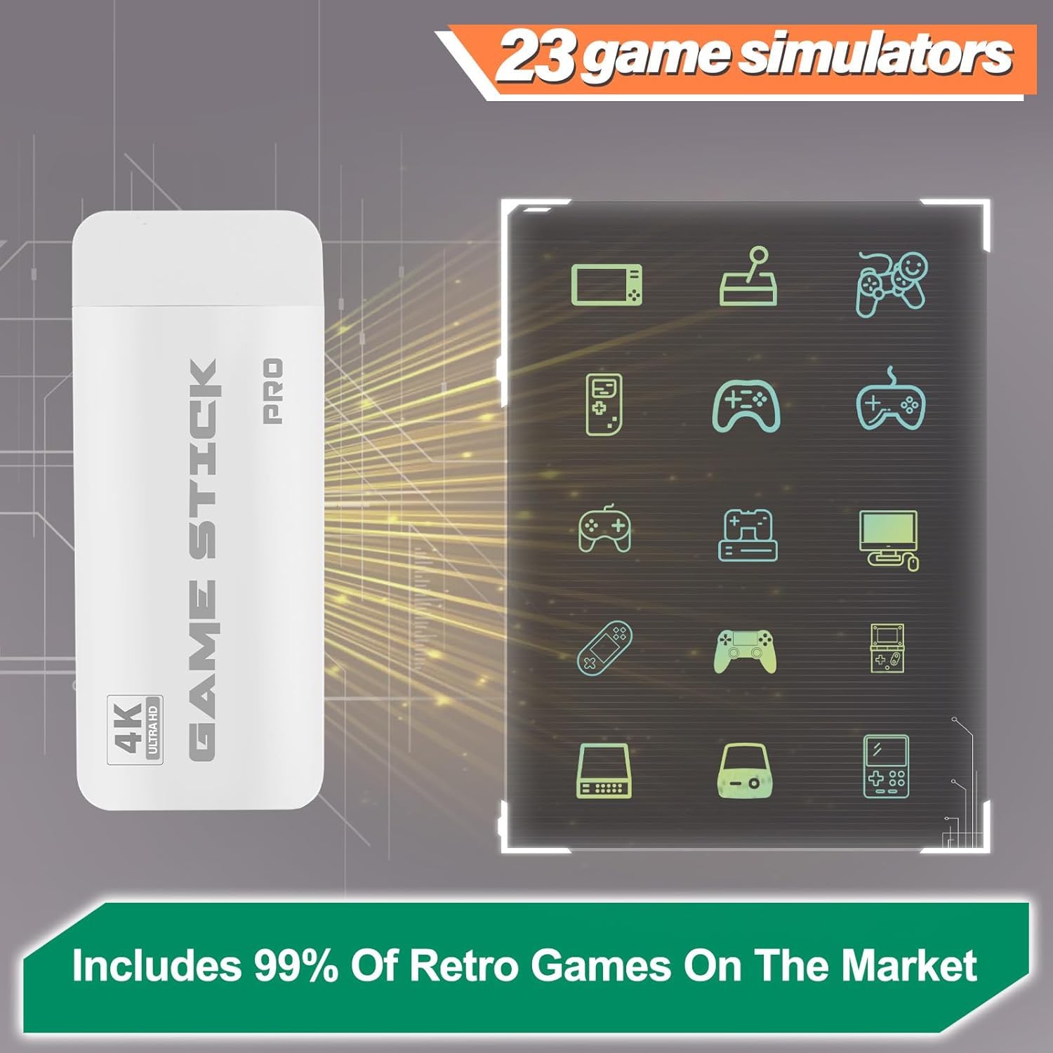 Retro Gaming Konsole mit 40.000+ Klassischen Spielen, 23 Emulatoren, Dual 2,4GHz Wireless Controller, 4K HD Ausgang, Kompatibel mit TV/PC/Projektor, 128GB