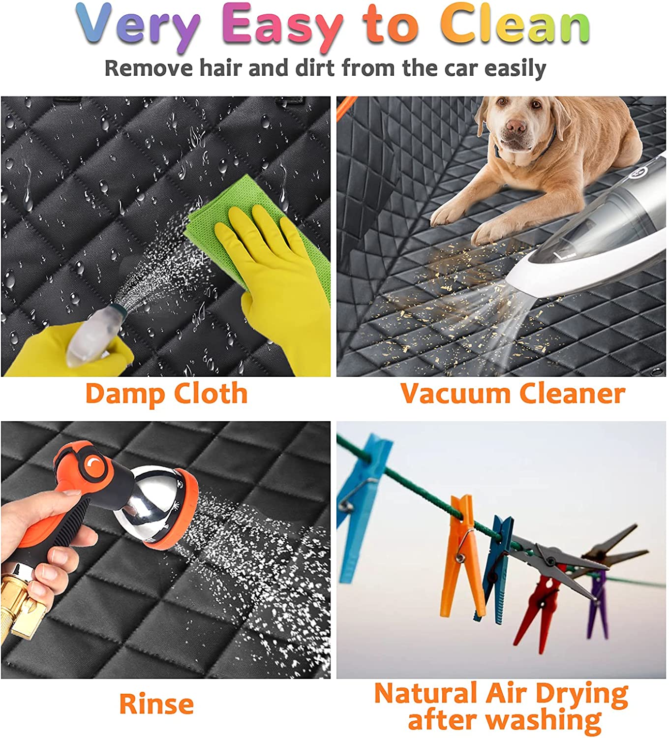 4-in-1 umwandelbarer Hunde Autositzbezug Wasserdicht Rutschfest 600D Schwer Kratzfest für Autos Rücksitz mit Gitterfenster für Autos Lastwagen und SUVs