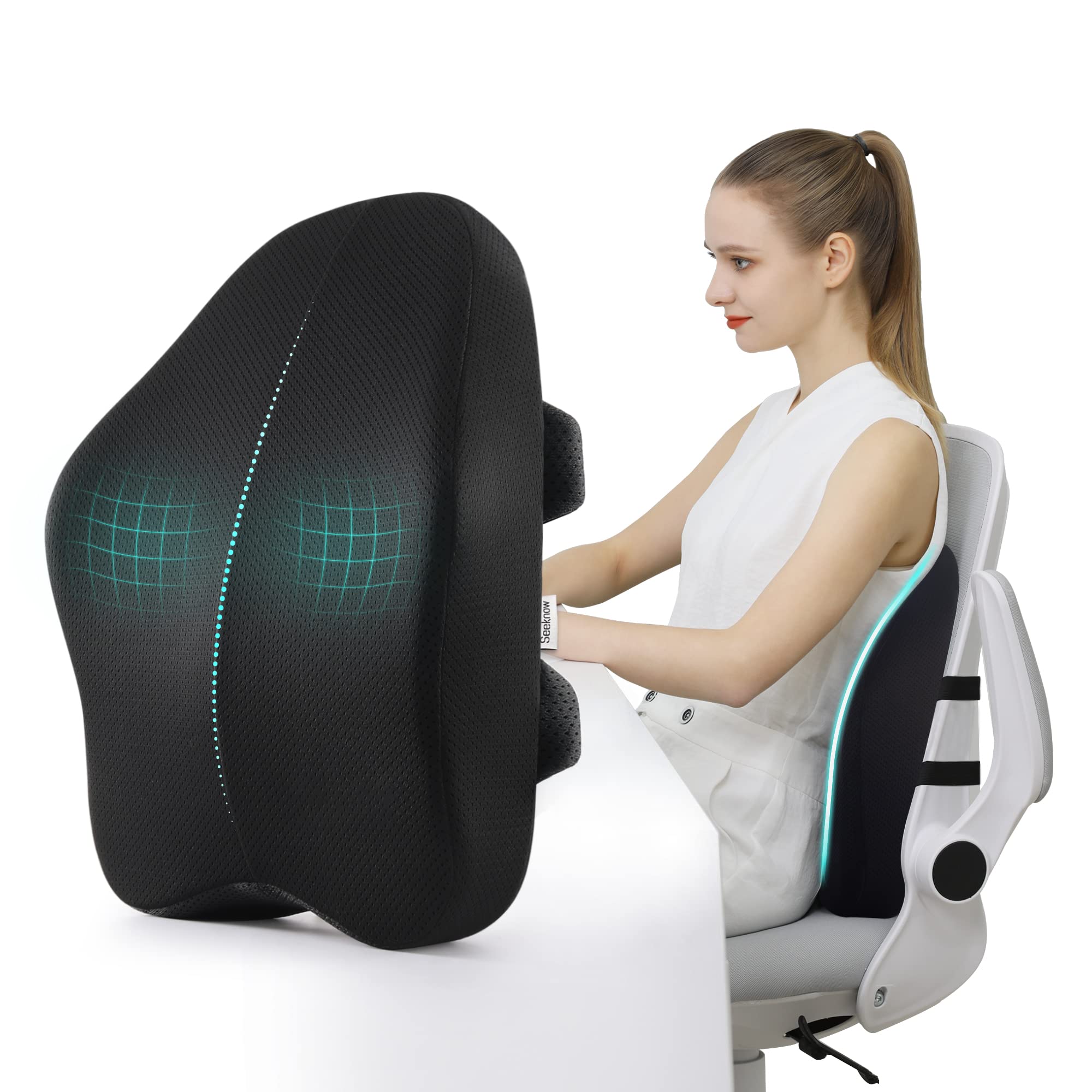 Ergonomisches Lendenwirbelstützkissen, Memory-Schaum Rückenstütze für Autositz, Bürostuhl, Gaming-Stuhl