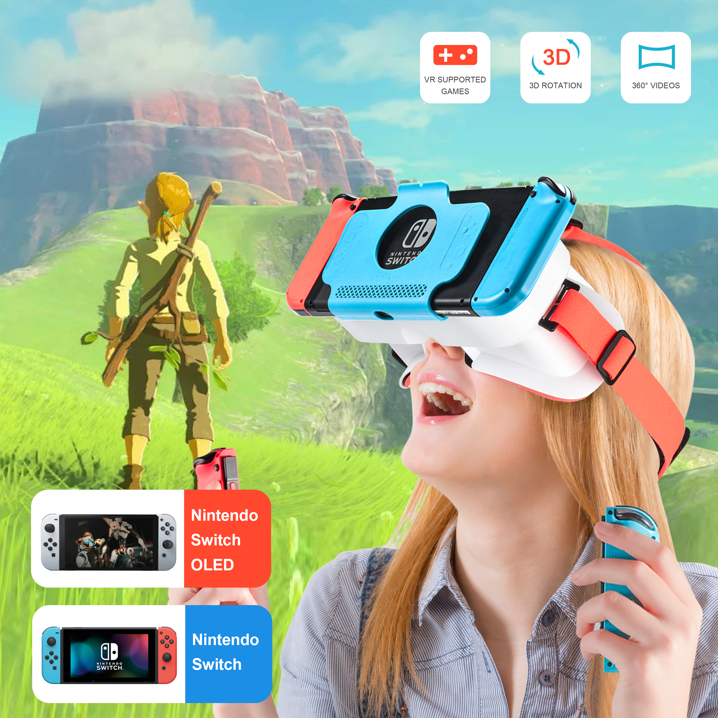 Einstellbares VR-Headset für Nintendo Switch OLED/Nintendo Switch  Virtual Reality Filme für Switch Spiele Zubehör