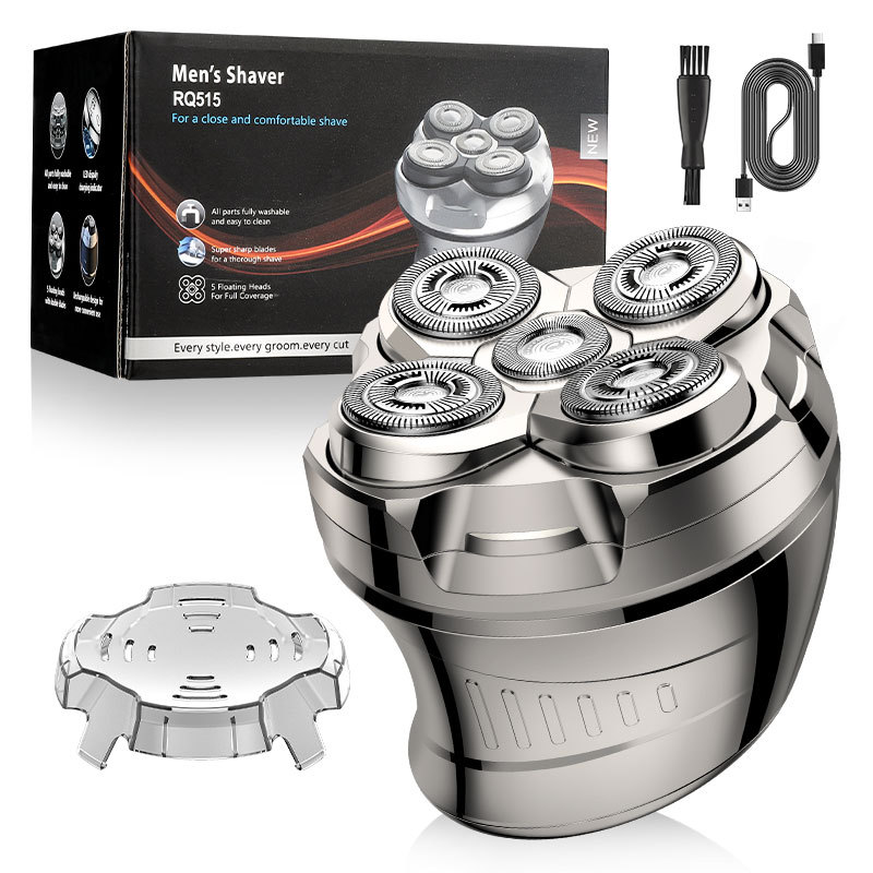 Elektrische 5D Floating Head Rasierer für Glatzköpfige Männer, Nass-Trockensystem Rotationsrasierer Gesicht mit LED-Anzeige Wiederaufladbar, Geschenke für Männer
