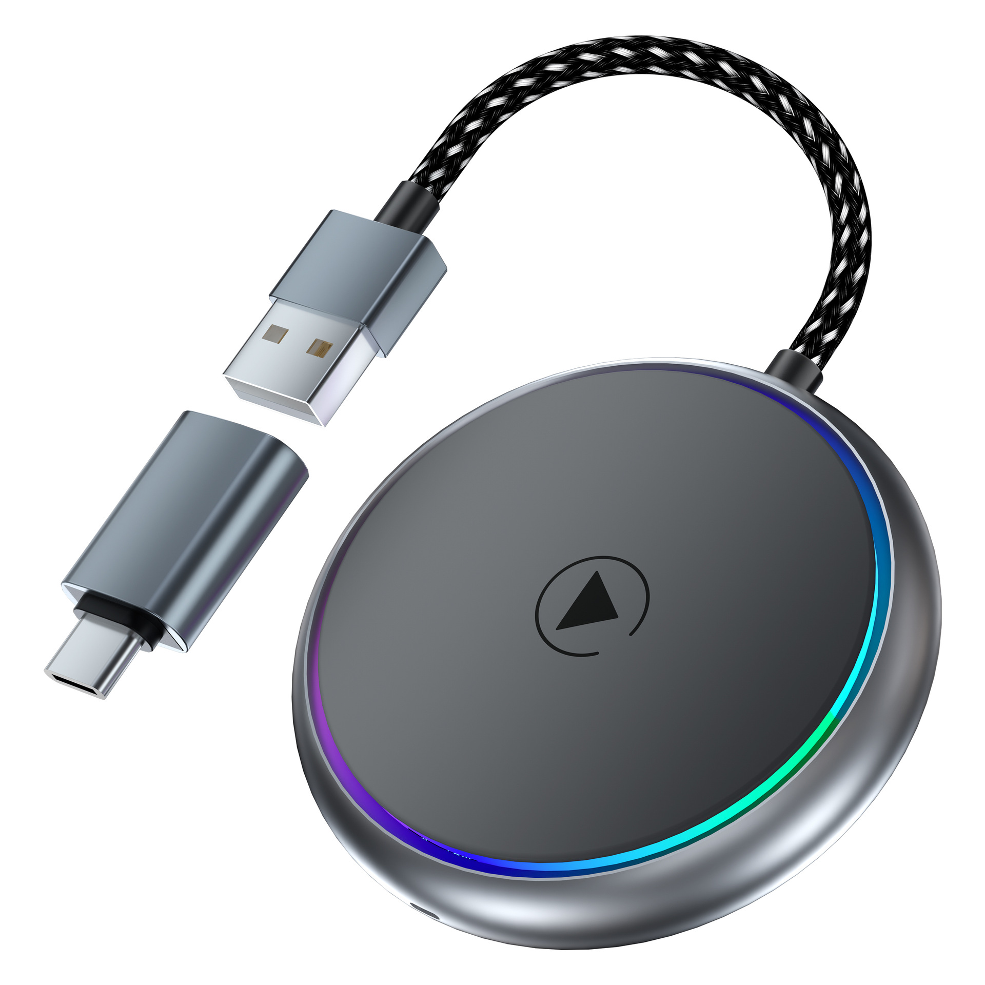 2 in 1 Wireless CarPlay Android Auto Adapter, wandelt kabelgebundene in kabellose Verbindung um für Plug & Play CarPlay für iPhones 8 oder neuer (iOs 10+) mit Type-C.