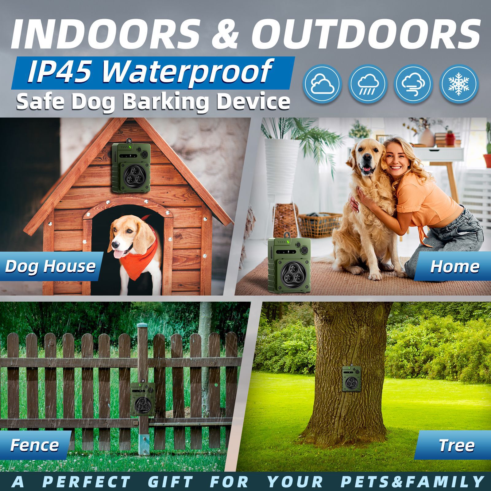 Ultraschall Hundegebell-Abschreckungsgeräte, Wiederaufladbare Hundegebell-Kontrollgeräte, für Innen- und Außenbereich (Grün)