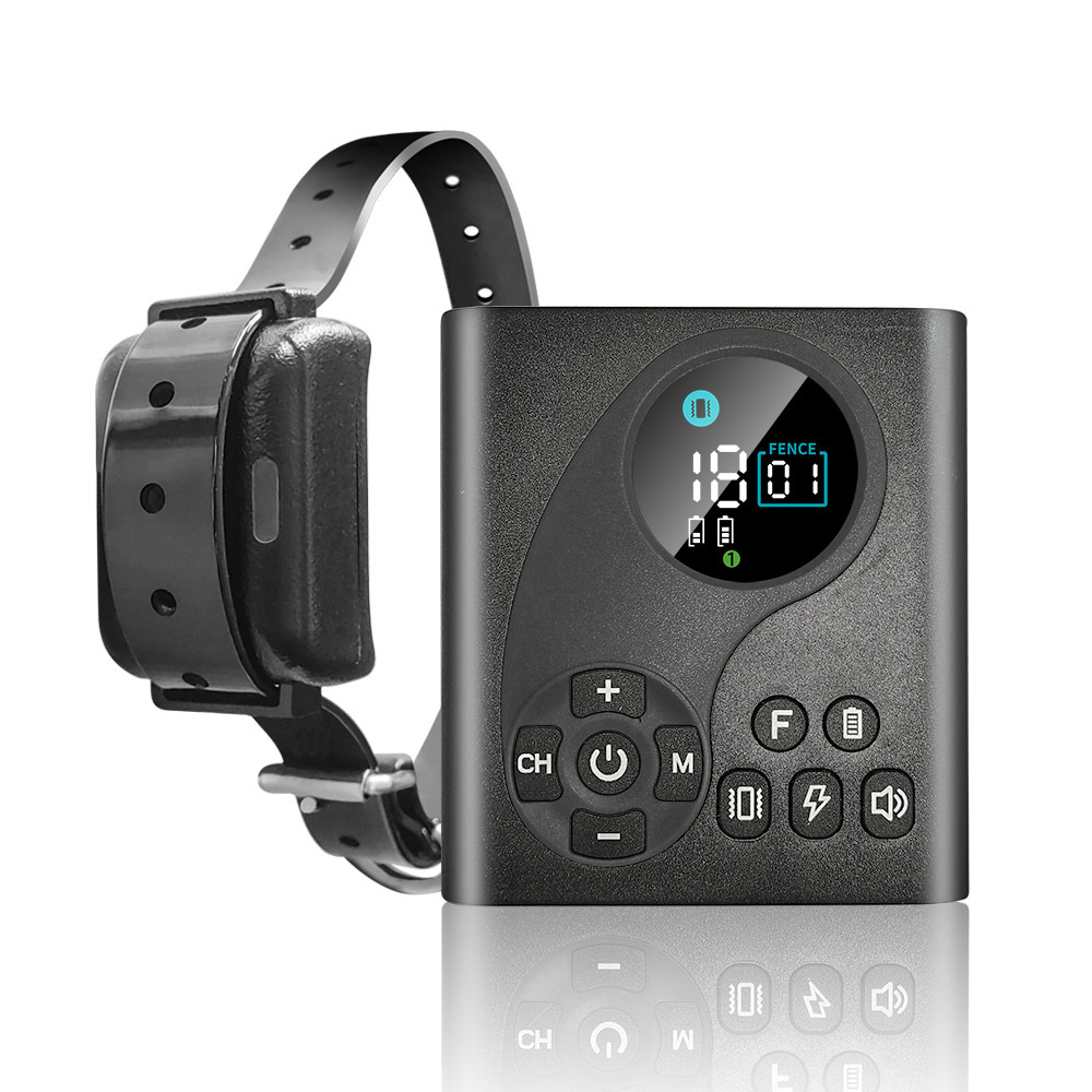 Elektrischer Zaun, 2 in 1 kabelloses Hundezäuneindämmungssystem Trainings-Schockhalsband mit Fernbedienung Wiederaufladbar Wasserdicht, Schwarz