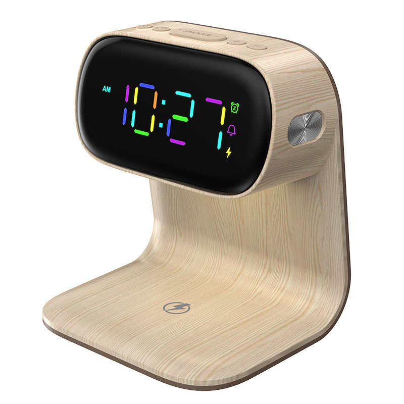 Digitale Alarm Clock mit Wireless Charging Station Touch Smart Lamp für Nachttisch, 3 Farben Nachtlicht Anpassung Nacht Lampe für Wohnzimmer, Nachttisch