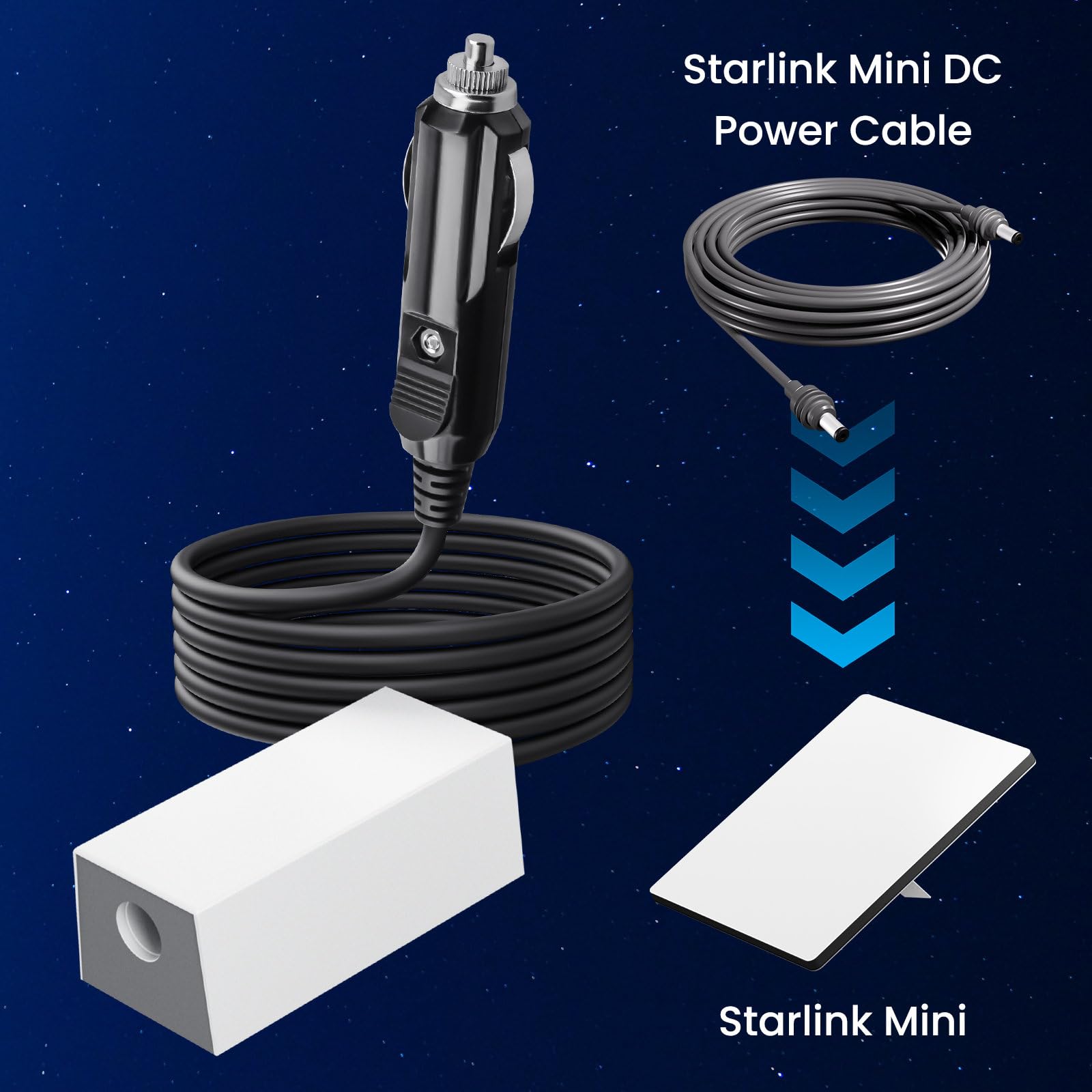 Starlink Mini 12V Adapter 30M Erweiterte Reichweite, Zigarettenanzünderstecker 12V auf 36V DC Step Up Converter Stromkabel für Starlink Mini Zubehör