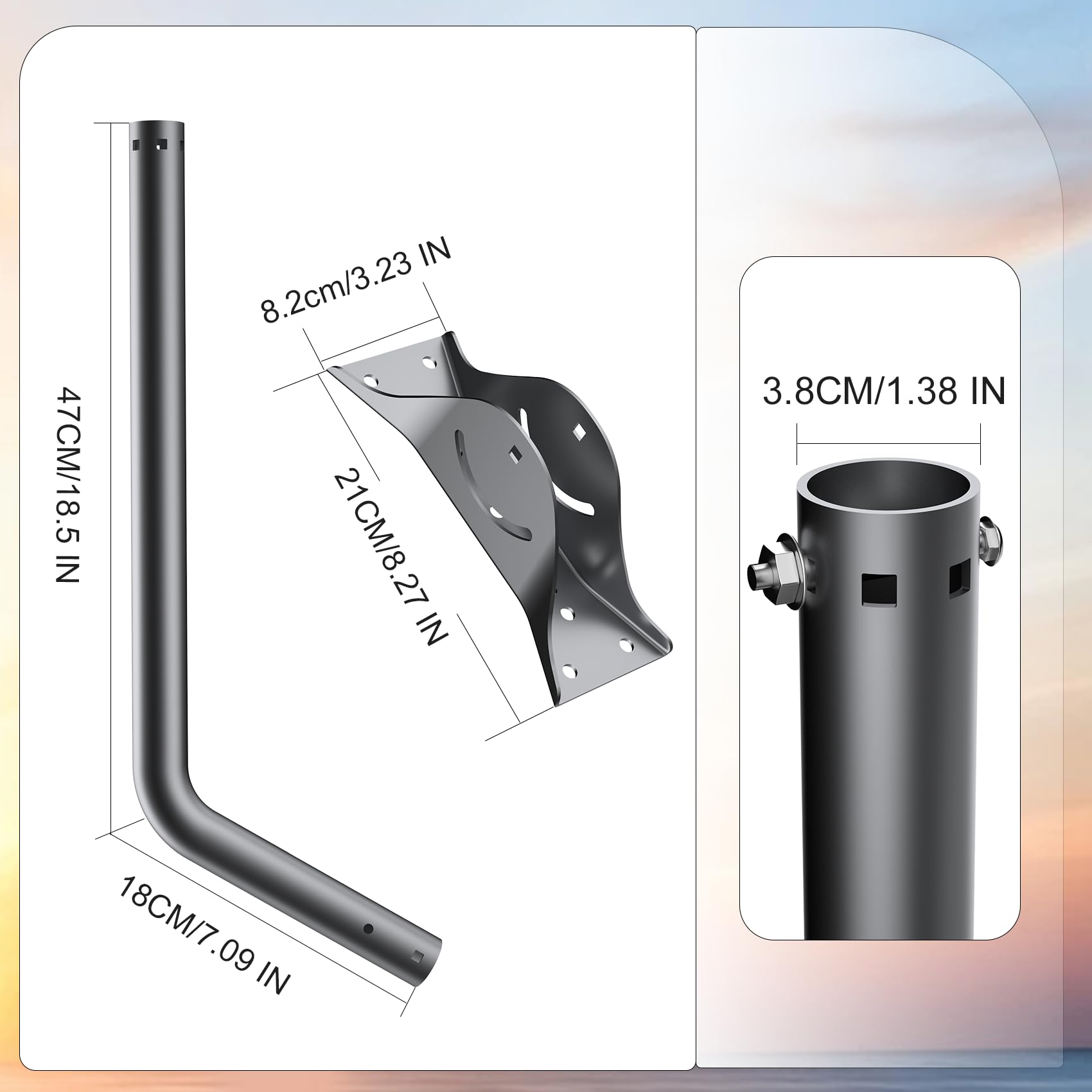 Starlink Gen 3 Halterung, 66cm Wandhalterung/Dachhalterung kompatibel mit V3 Starlink Standard-Schüssel, Verstellbarer Montage-Kit