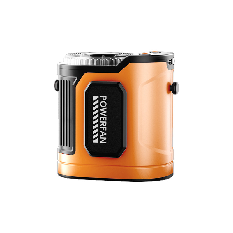 Orange 100 Speed USB Wiederaufladbarer Taillenventilator Tragbarer Outdoor-Kühlventilator LED-Anzeige Wasserdicht Staubdicht Stoßfest Für Hals Handheld-Einsatz