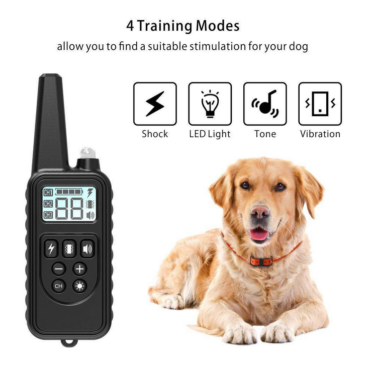 Hundetraining Halsband mit Piepton, Vibration, Schock und Licht Trainingsmodi, Wiederaufladbares Hundeschockhalsband mit großer Reichweite, Wasserdicht