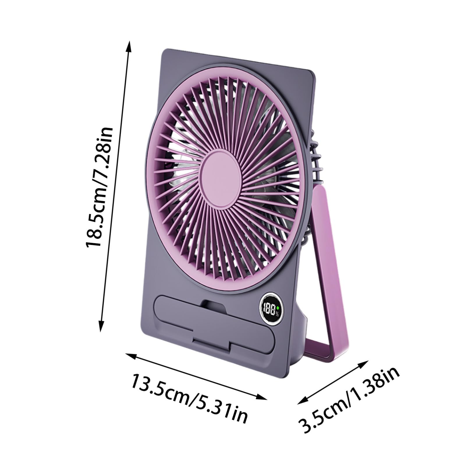 Tragbarer Schreibtischventilator USB Wiederaufladbarer Ventilator 180 Grad Weiter Winkel Faltventilatoren Mit Leistungsanzeige 6 Geschwindigkeiten Leise Tischventilatoren Farbe Weiß