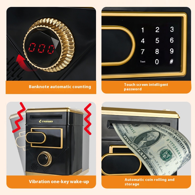 Schwarzer Touchscreen-Passwort Sparschwein Kinder Großes Fassungsvermögen Mini Safe Batteriebetrieben