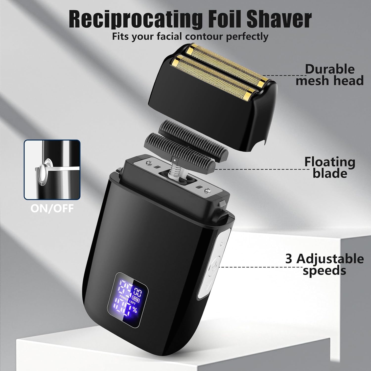 Haarschneider für Männer, Professioneller Bart Trimmer Herrenrasierer Elektrorasierer Nasenhaartrimmer Kit, Kabelloses Friseur-Clippers und Trimmers Set (Schwarz)