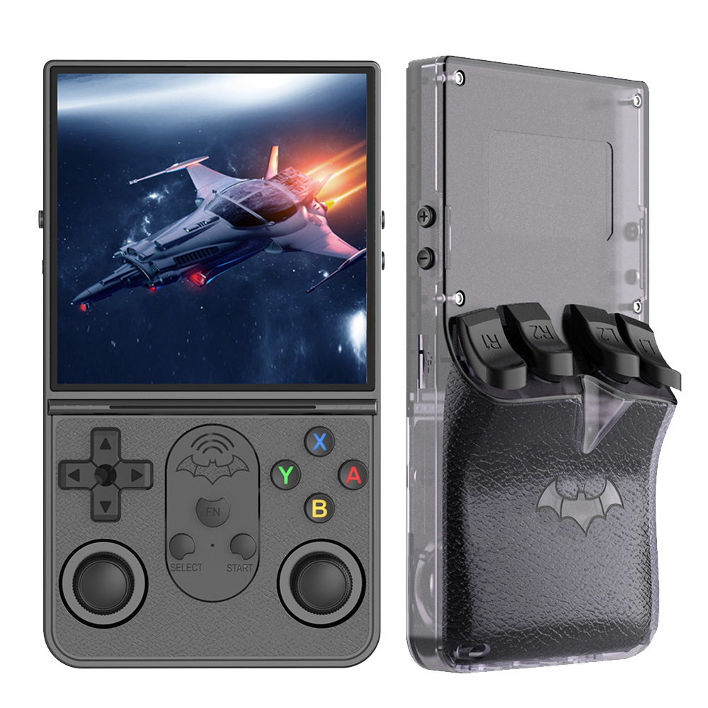 S600 Retro Gaming-Konsole, Handheld-Konsole mit 4,0 Zoll Bildschirm, Linux System mit 64G TF-Karte, unterstützt 10+ Simulatoren, wiederaufladbare tragbare Spielekonsole (Schwarz)