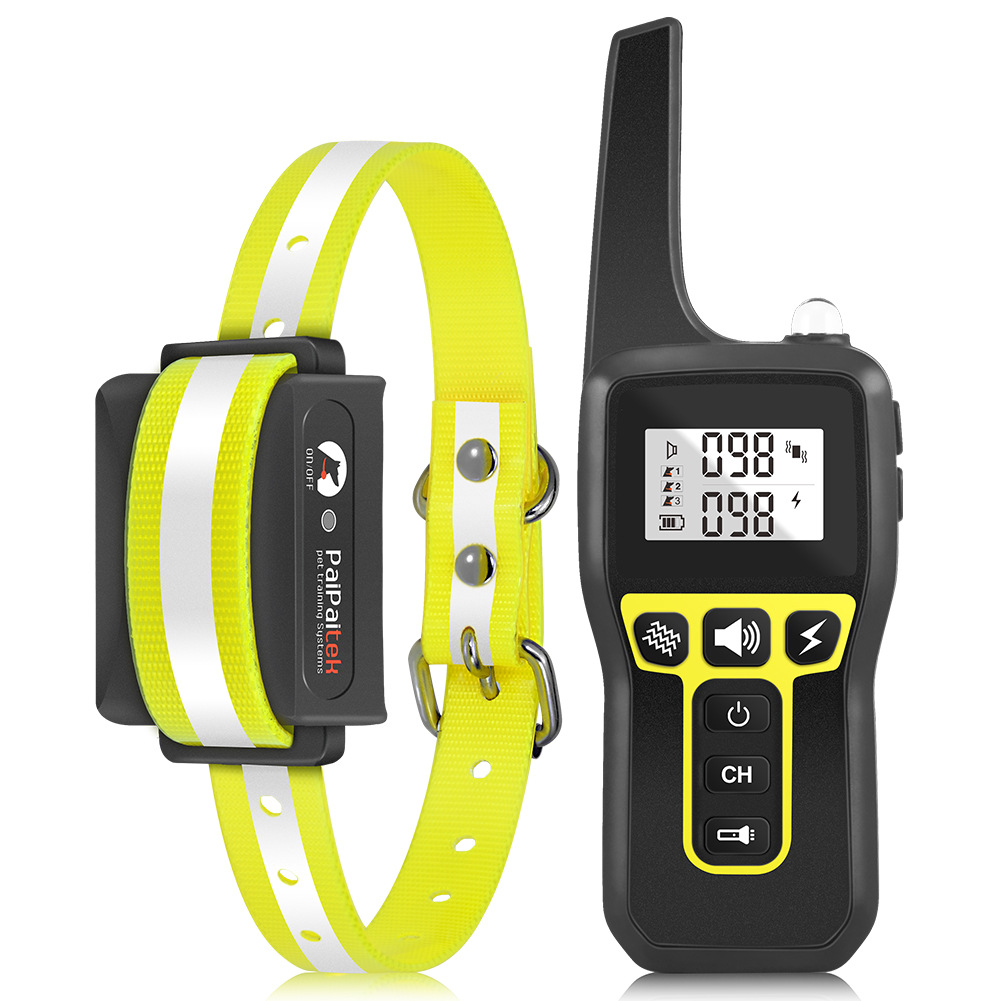 Bark Collar mit Fernbedienung, 3300Ft Trainingshalsband mit Beep, Vibration, IPX7 wasserdichte Hundetrainingshalsbänder für kleine, mittlere und große Hunde, Gelb