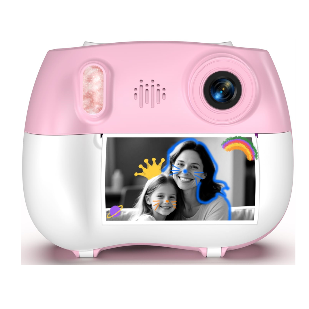 Kinderkamera Sofortbild - Front- und Rückseite Dual-Selfie-Kinderkamera, Spaß-Geburtstagsgeschenk für Mädchen Jungen im Alter von 3-12, HD-Digitalkamera - Pink