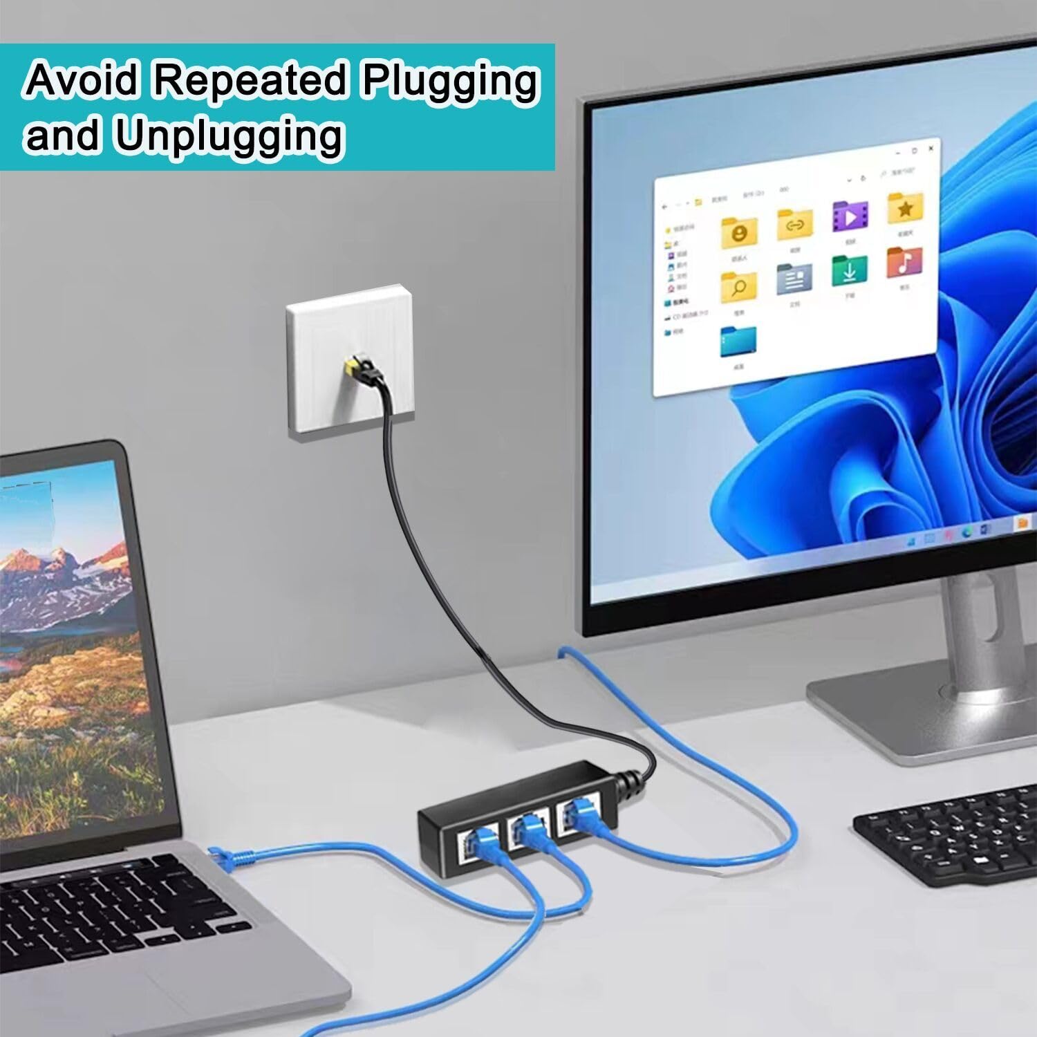 1 bis 3 Gigabit Ethernet-Splitter - Starlink Ethernet-Adapter für RJ45-Splitter, Cat5/5e/6/7/8 Kabelverlängerung