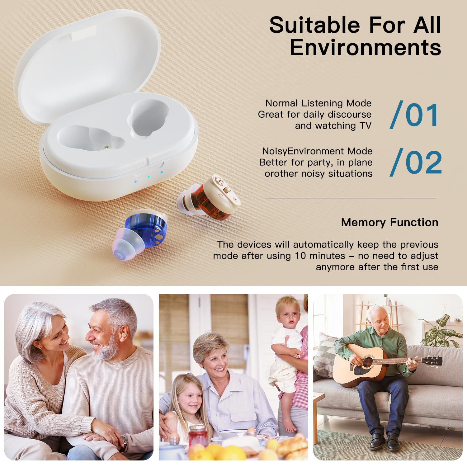 Hörgeräte mit Geräuschunterdrückung Wiederaufladbares Hörgerät für Senioren Einstellbare Lautstärke mit Ladeetui